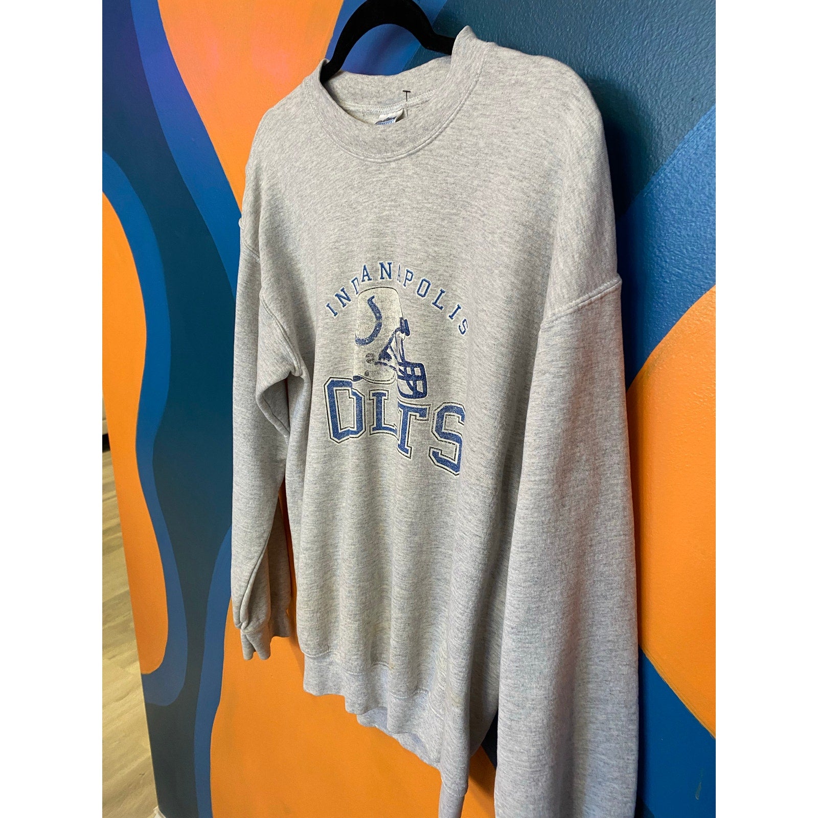 Gildan NFL Indianapolis Colts Logo Print Crew Neck Gray Sweatshirt Men's Size M