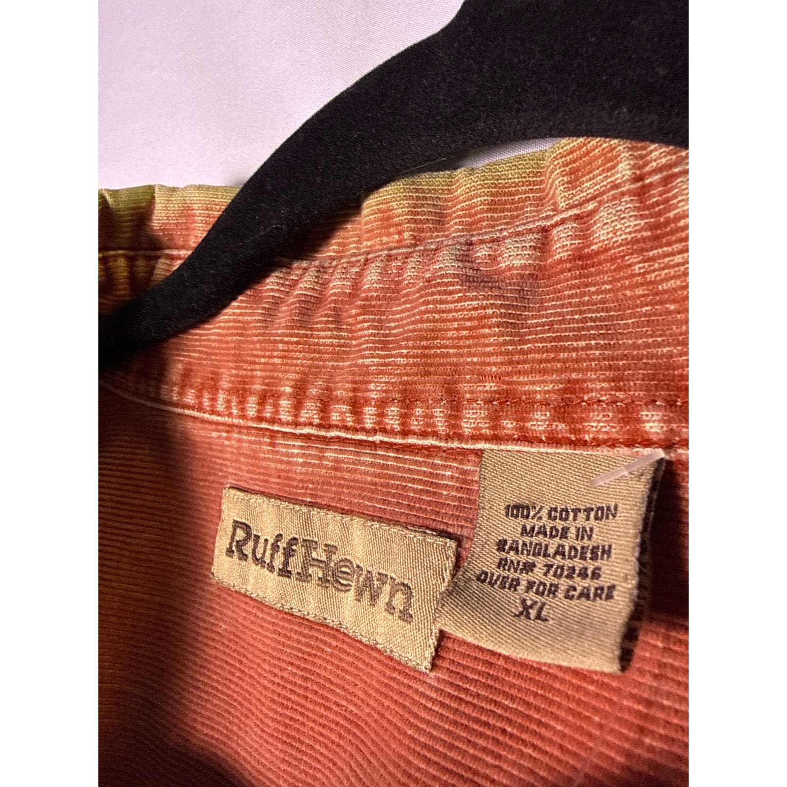 Vintage Ruff Hewn Burnt Orange Long Sleeve Cotton Button Up Shirt Men's Size XL