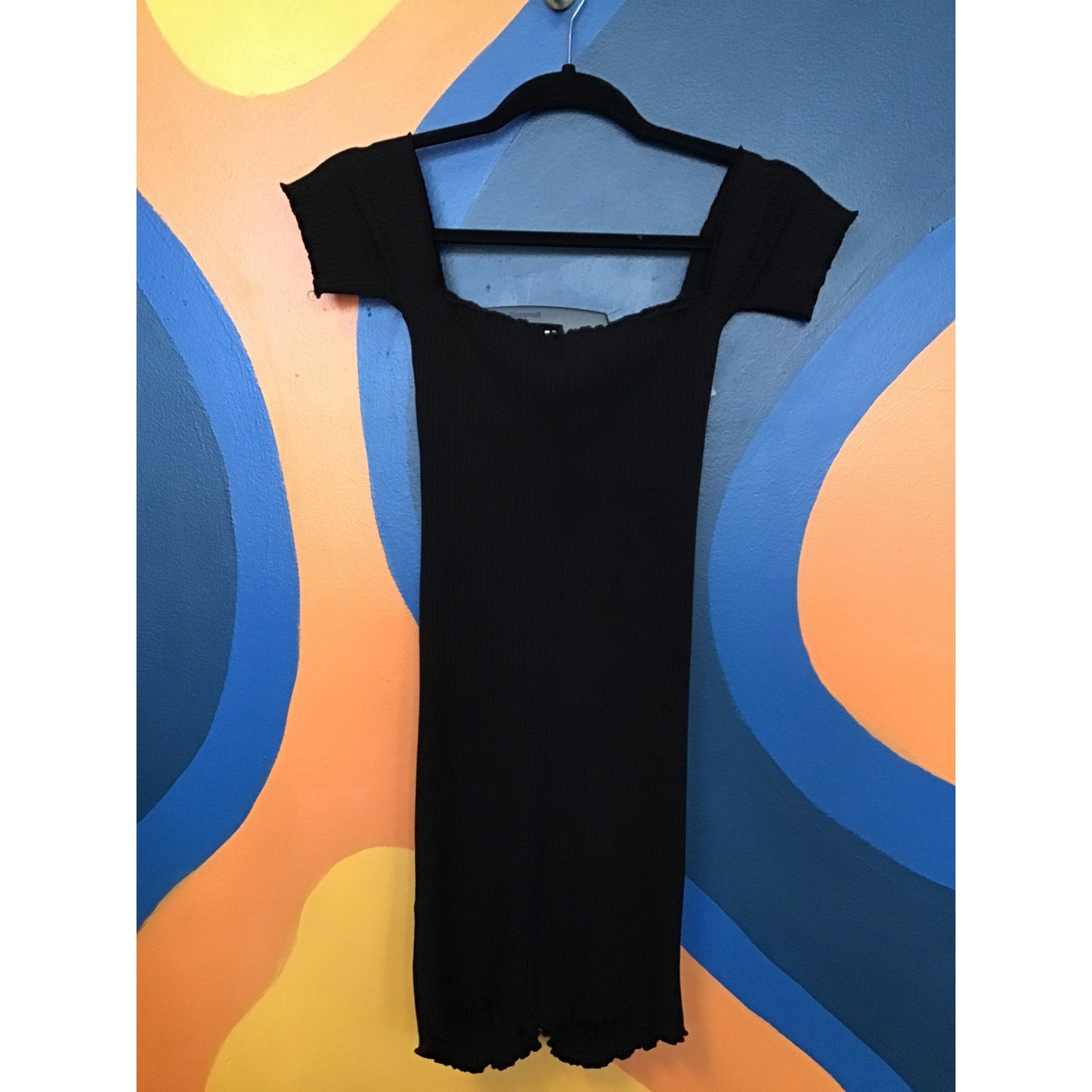 Forever 21 Black Knit Mini Dress Back Full Zip Sexy Women's Size Small