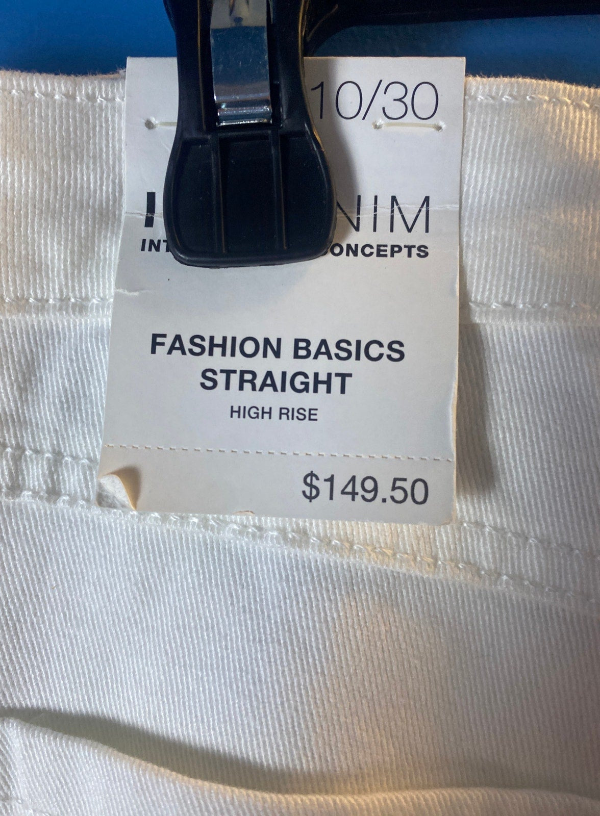 INC International Concepts Fashion Basics Straight High Rise White Jeans 10/30