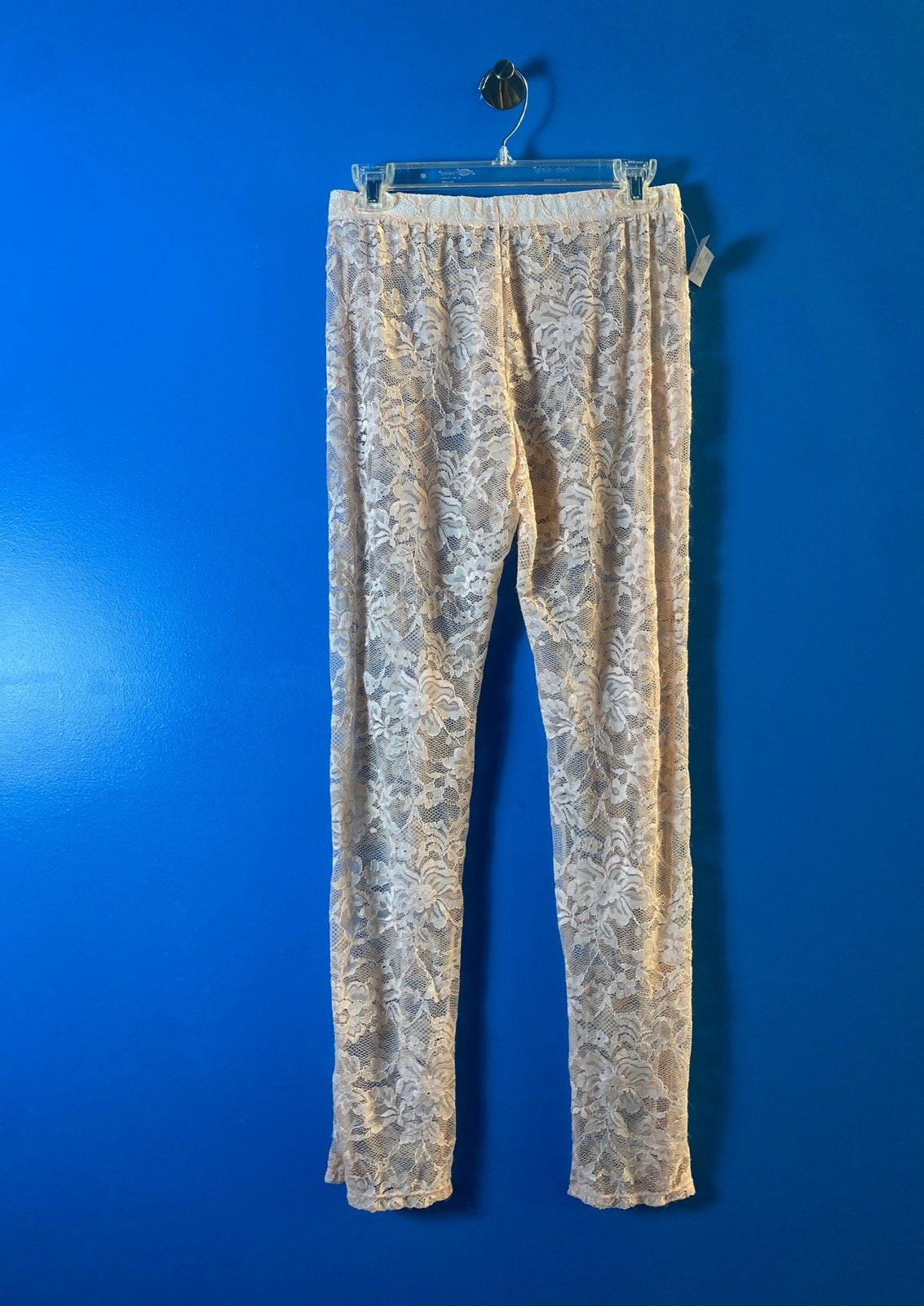 SMC Dolls Kill Pink Floral Lace Skinny Pull On Leggings Pants Women's Size XL
