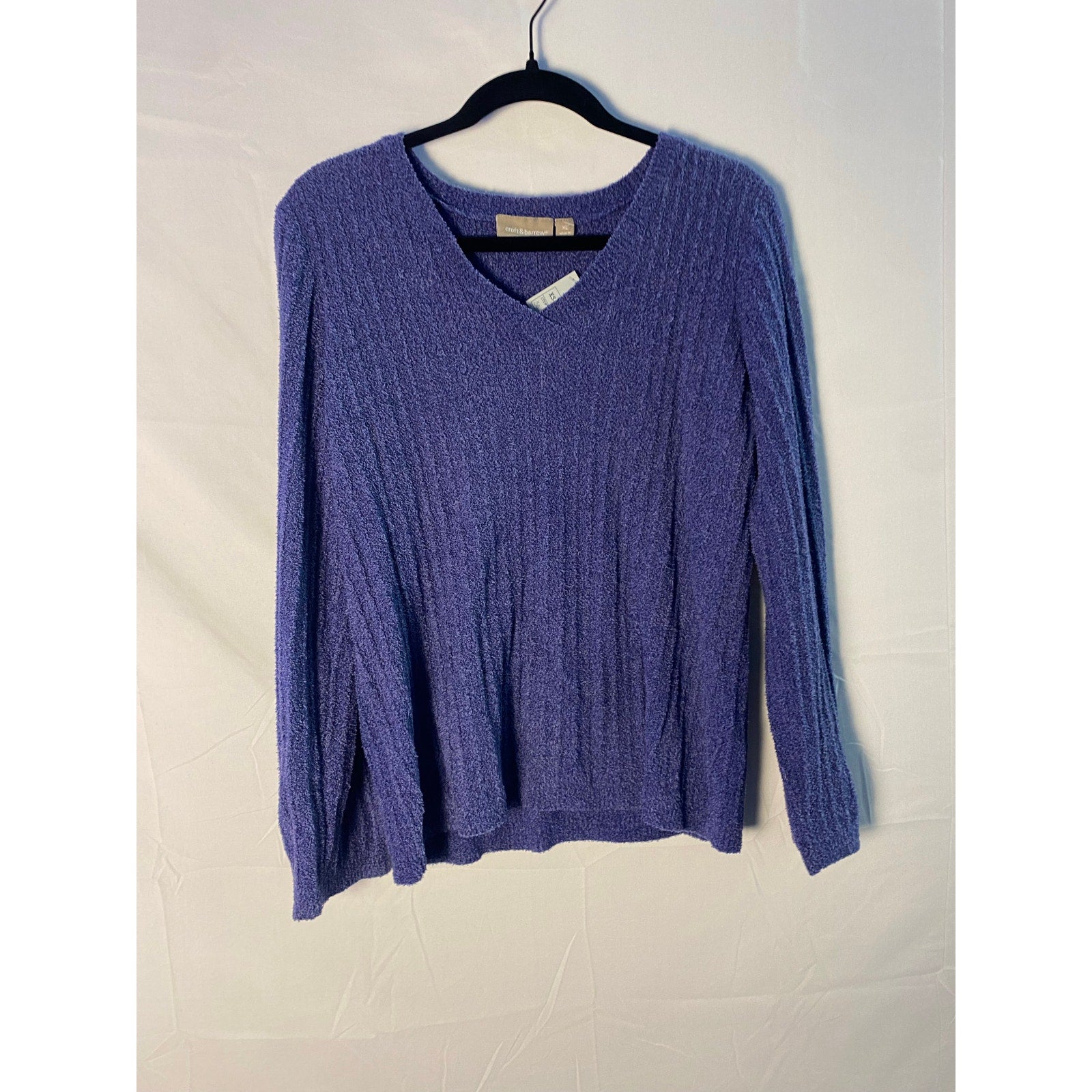 Croft & Barrow Extra Soft Fabric V-neck Pullover Blue Sweater Women's Size XL