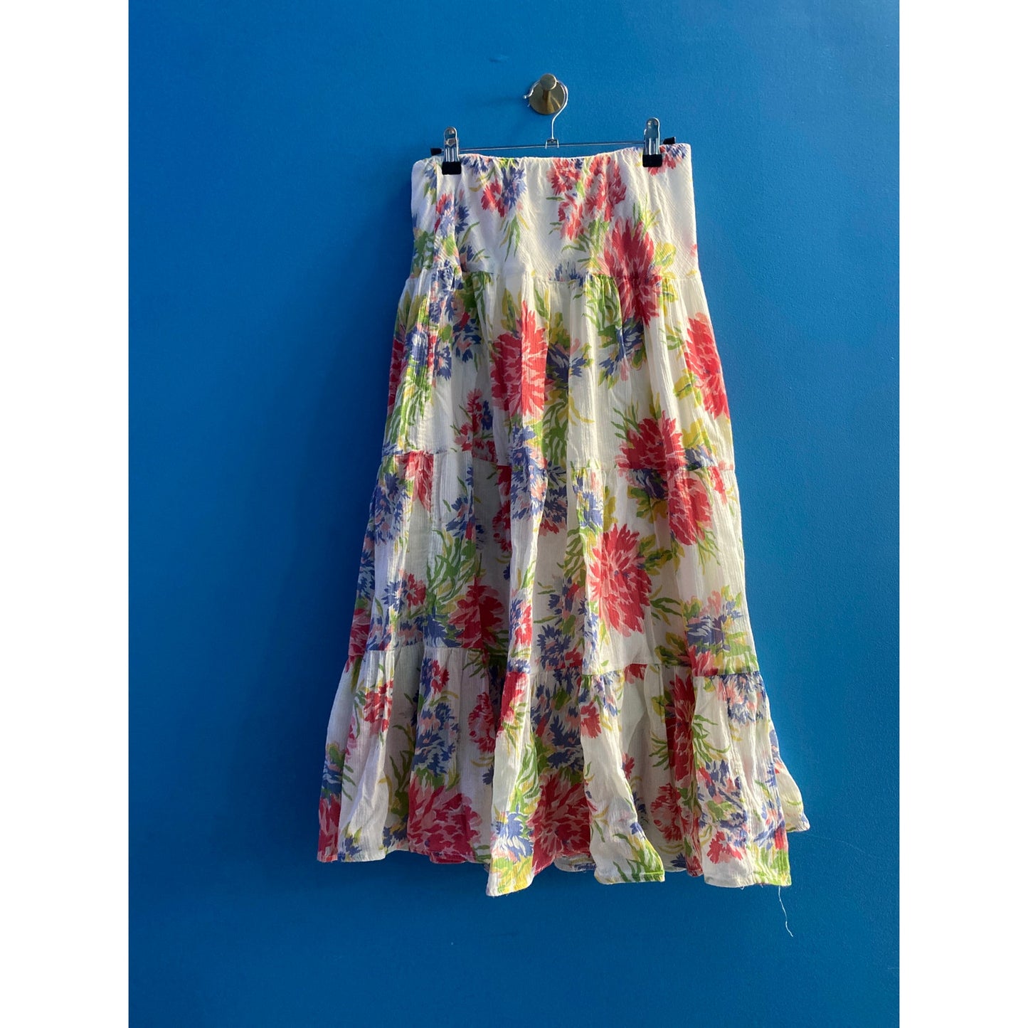 Chaps Multicolor Floral Tiered Maxi Skirt Women's Size Small?