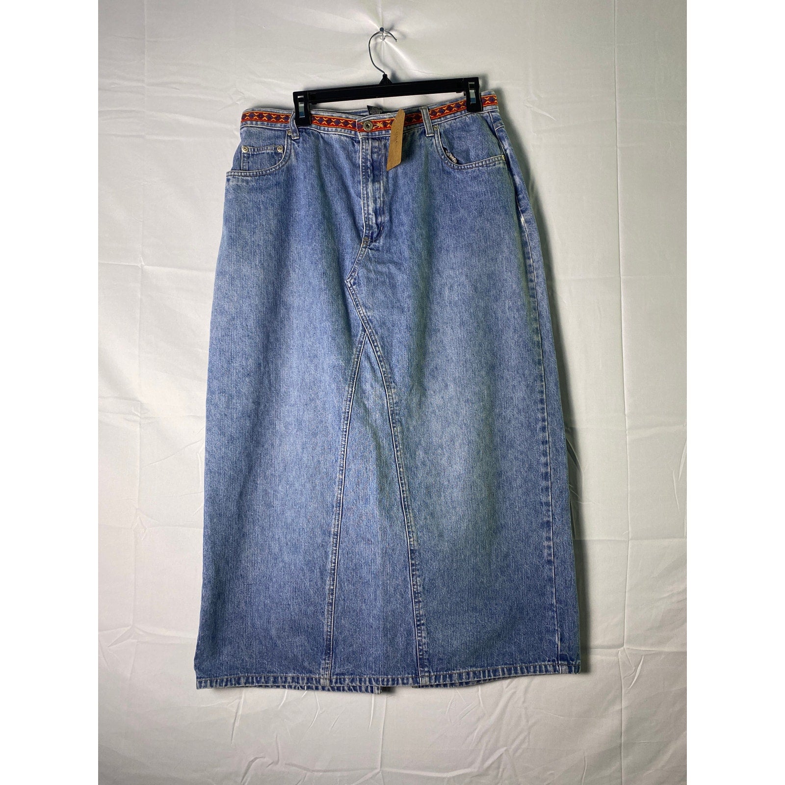 Y2K Venezia Back Slit Blue Denim Retro Maxi Skirt Women's Size 14