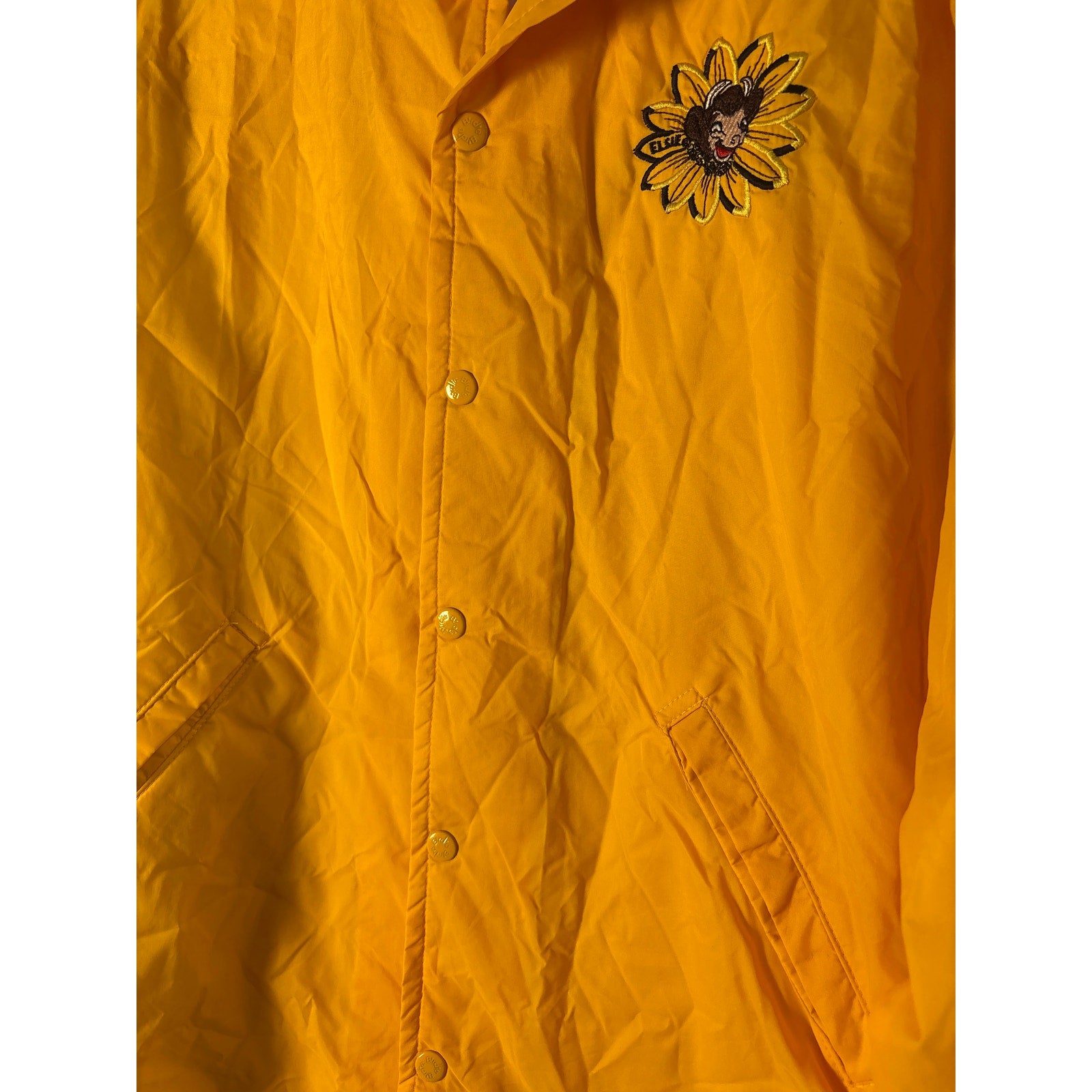 Vintage Birdie Yellow Elise Cow Embroidered Button Snap Nylon Bomber Jacket Women's Size Large