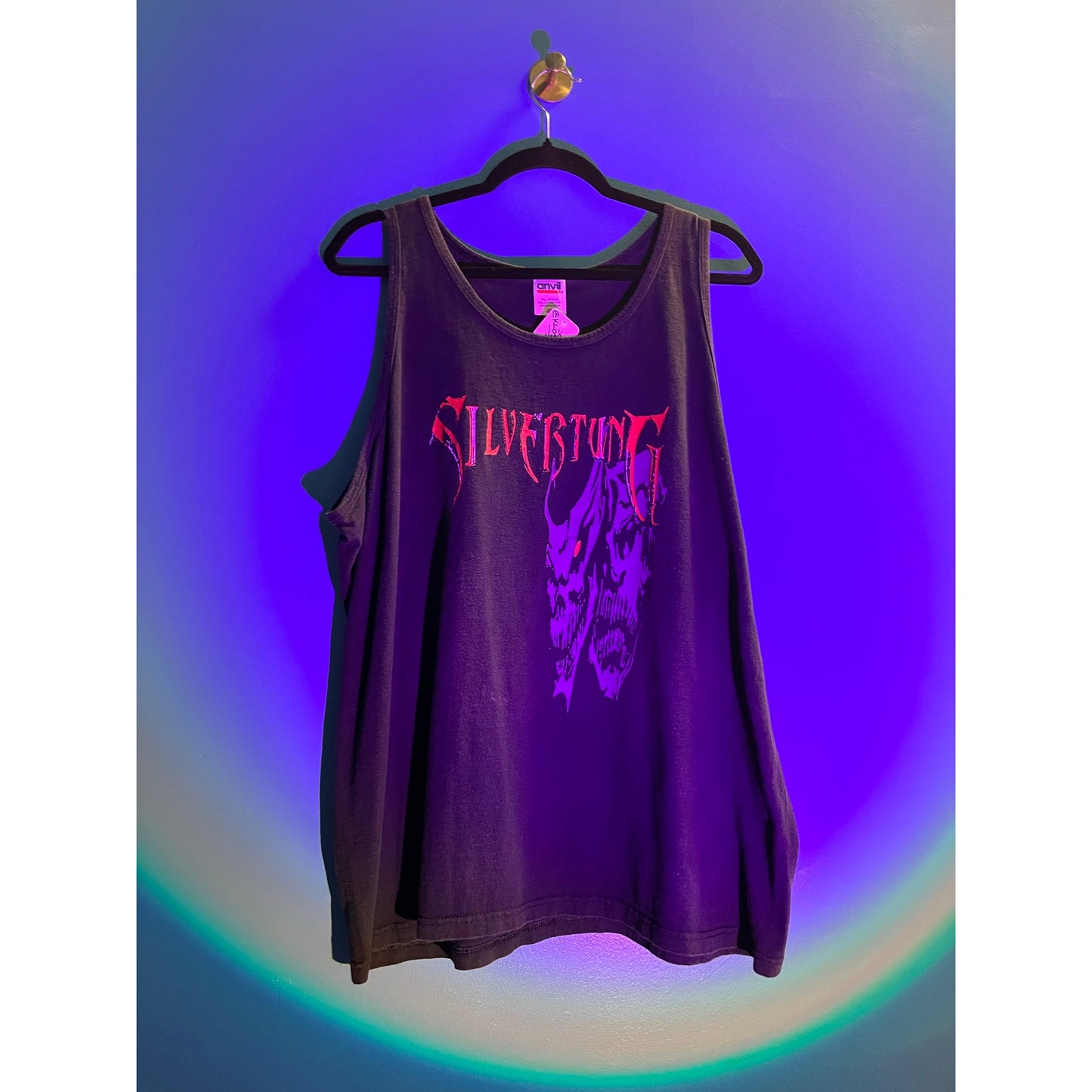 Anvil Silver Stung Graphic Print Tank Top Black Women's Size XL