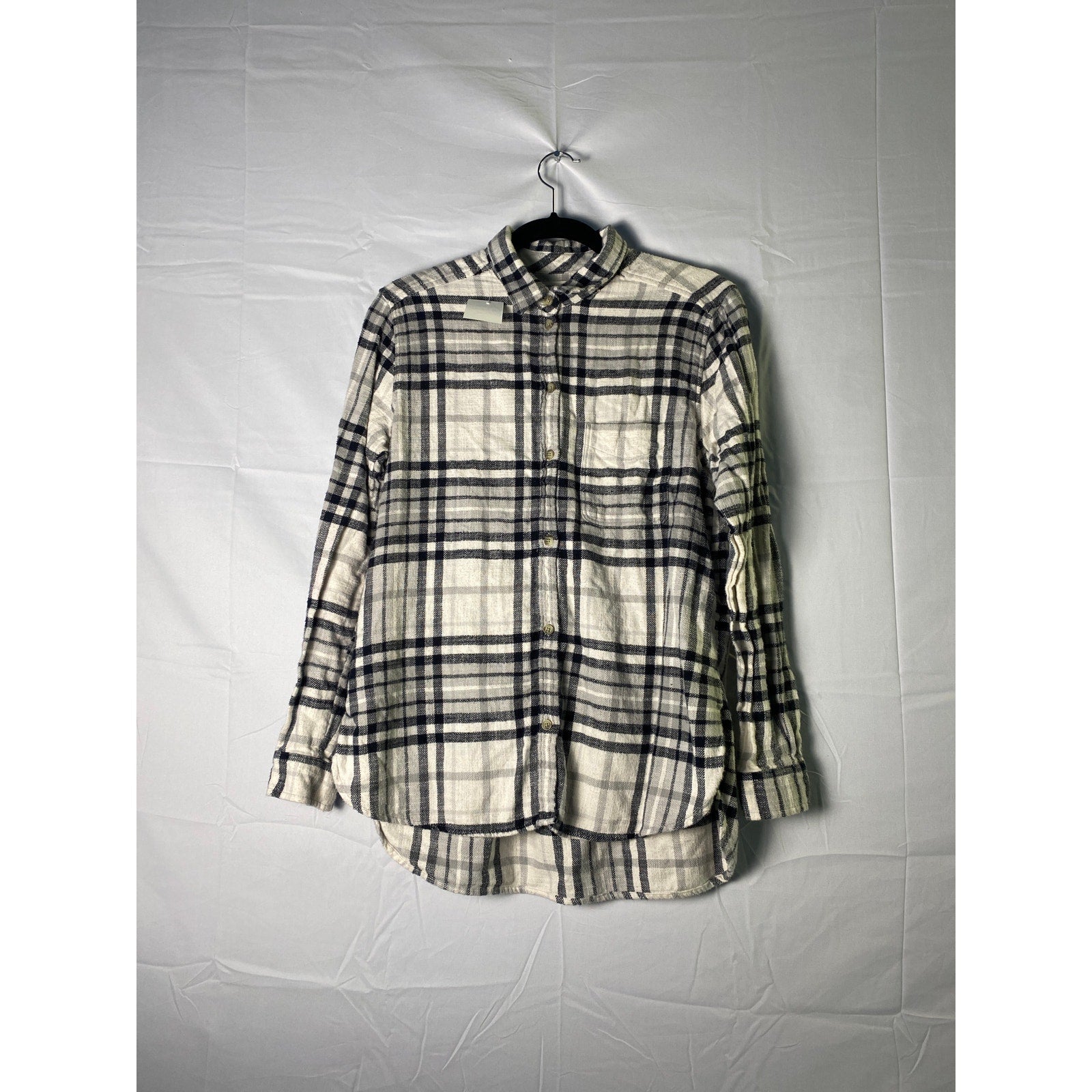 American Eagle Black White Plaid Soft Flannel Boyfriend Fit Shirt Women's Large