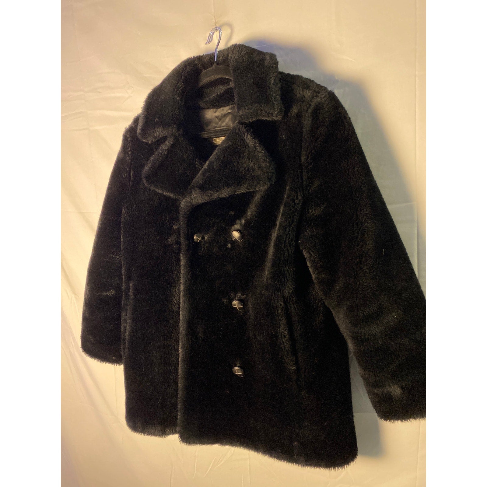 Vintage Black Faux Fur Coat