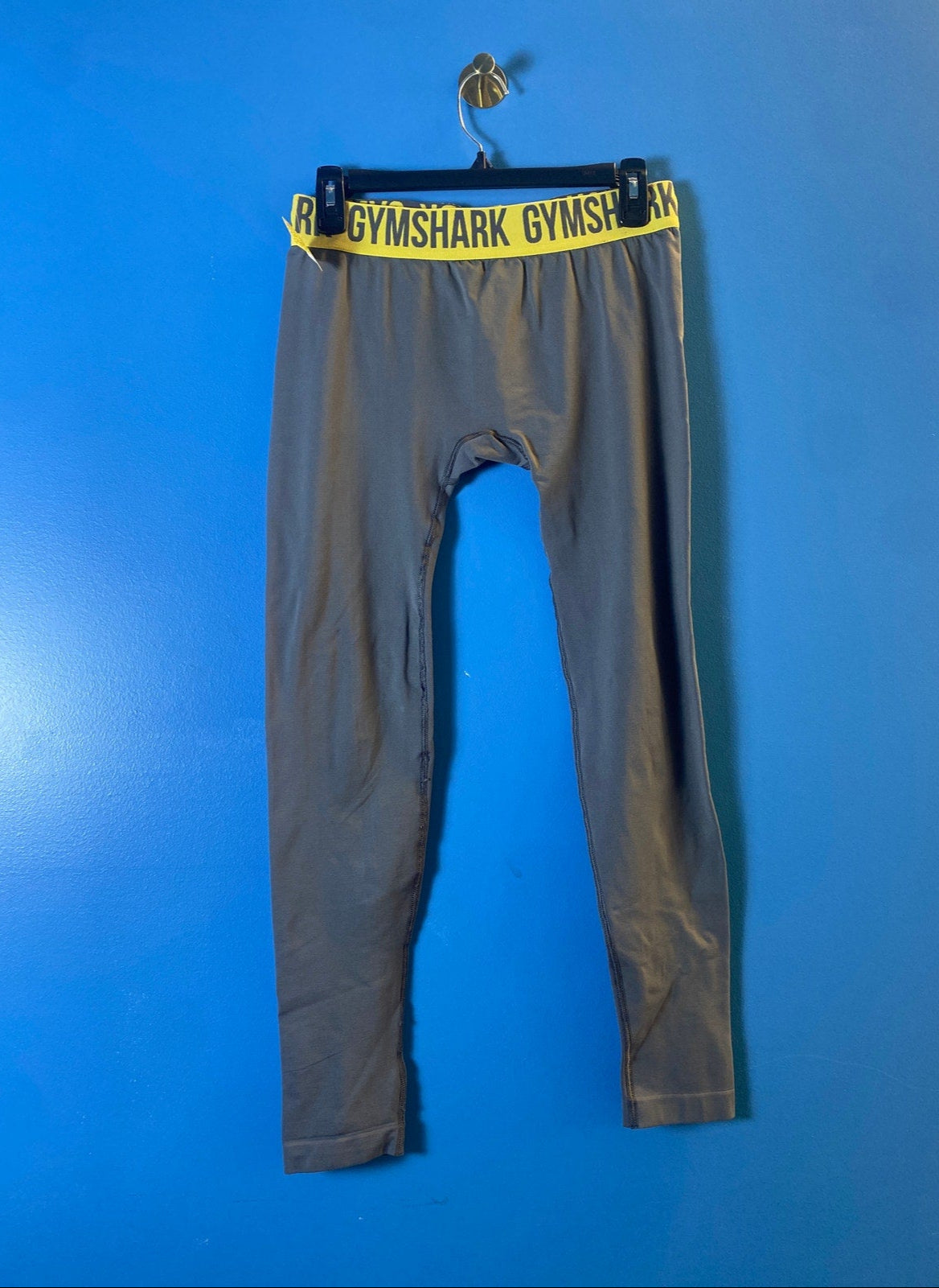 SMC Gymshark Logo Gray Yellow Leggings Pull On Pants Men's Size Large