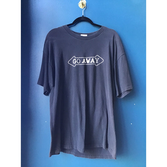 Gildan "Go Away!" Graphic Print Single Stitch Black Shirt Men's Size XL