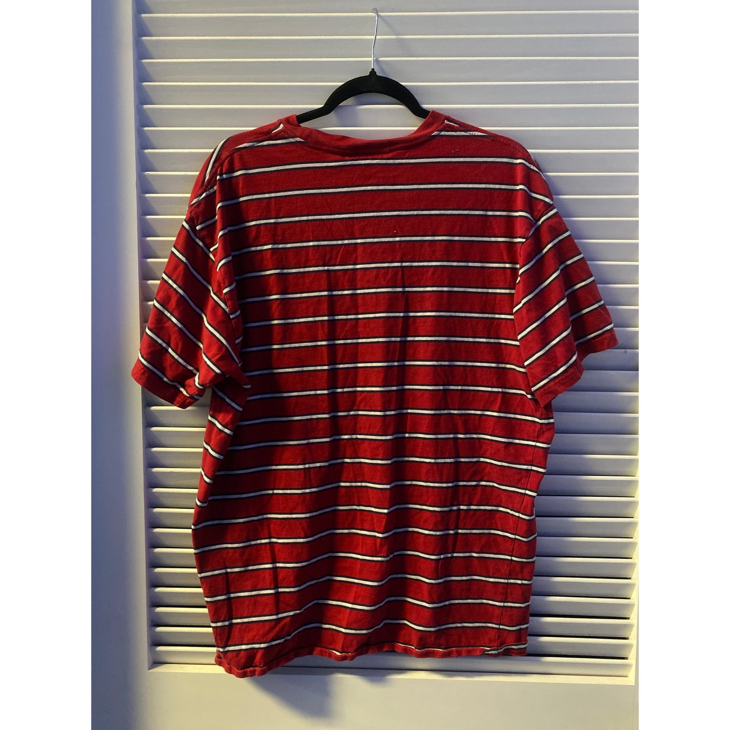 Carhartt Red White Black Striped Chest Pocket Logo Shirt Men's Size XL