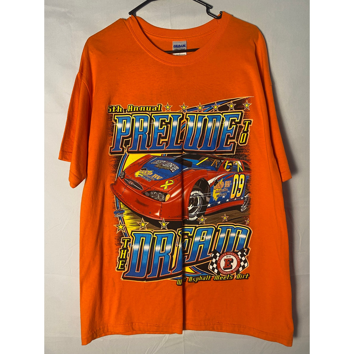 Gildan Eldora Speedway 5th Annual Prelude Orange Graphic T-shirt Men's Large