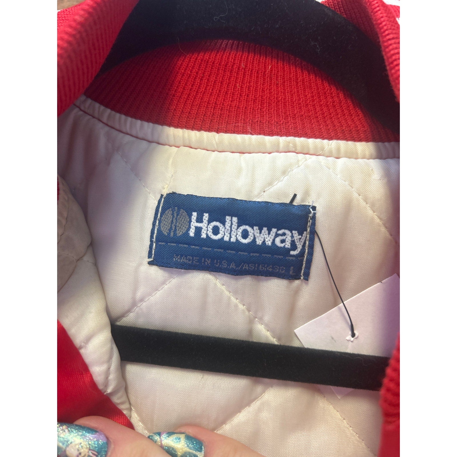 Vintage Holloway IU Indiana Hoosier Satin Bomber/Varsity Red Button Jacket Large