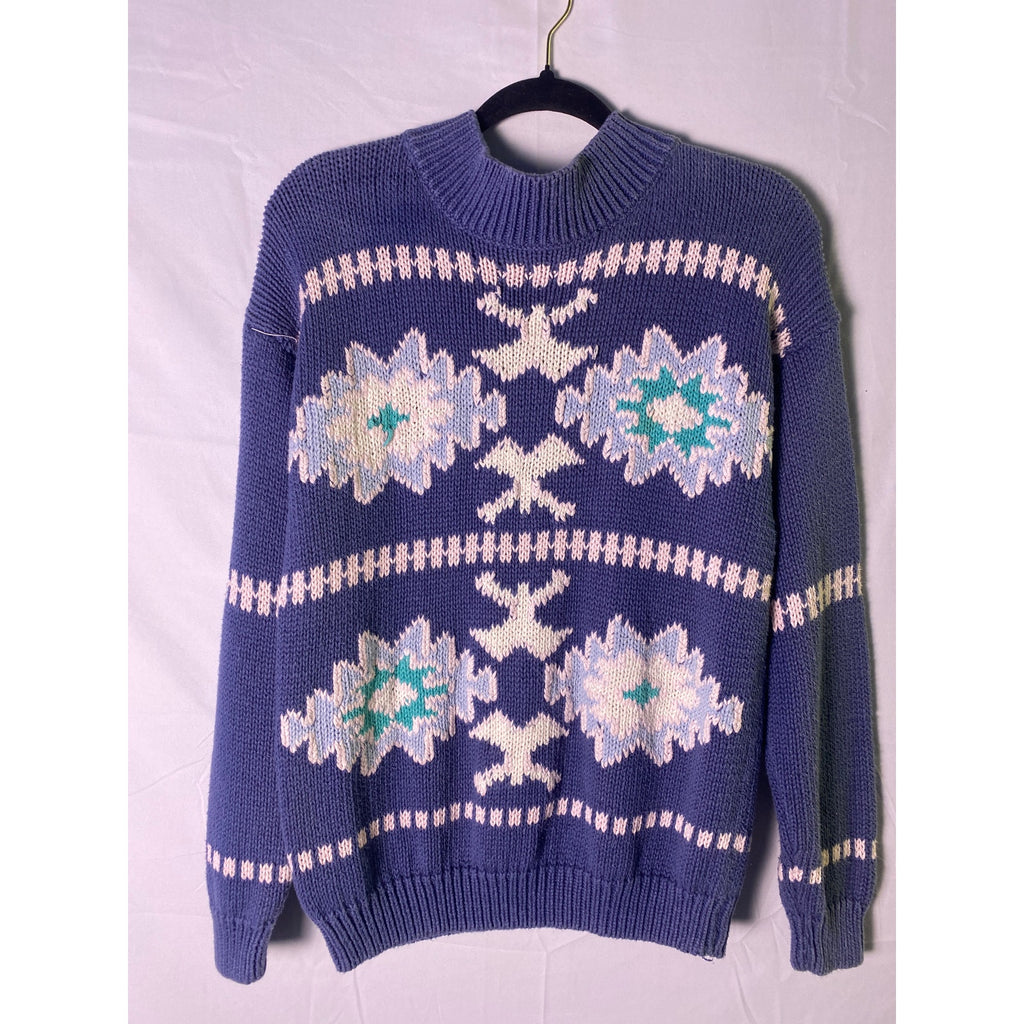 Vintage 80s-90s Nuovo Purple Pastel Snowflake Knit Sweater Pullover Crewneck M