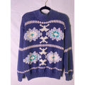 Vintage 80s-90s Nuovo Purple Pastel Snowflake Knit Sweater Pullover Crewneck M