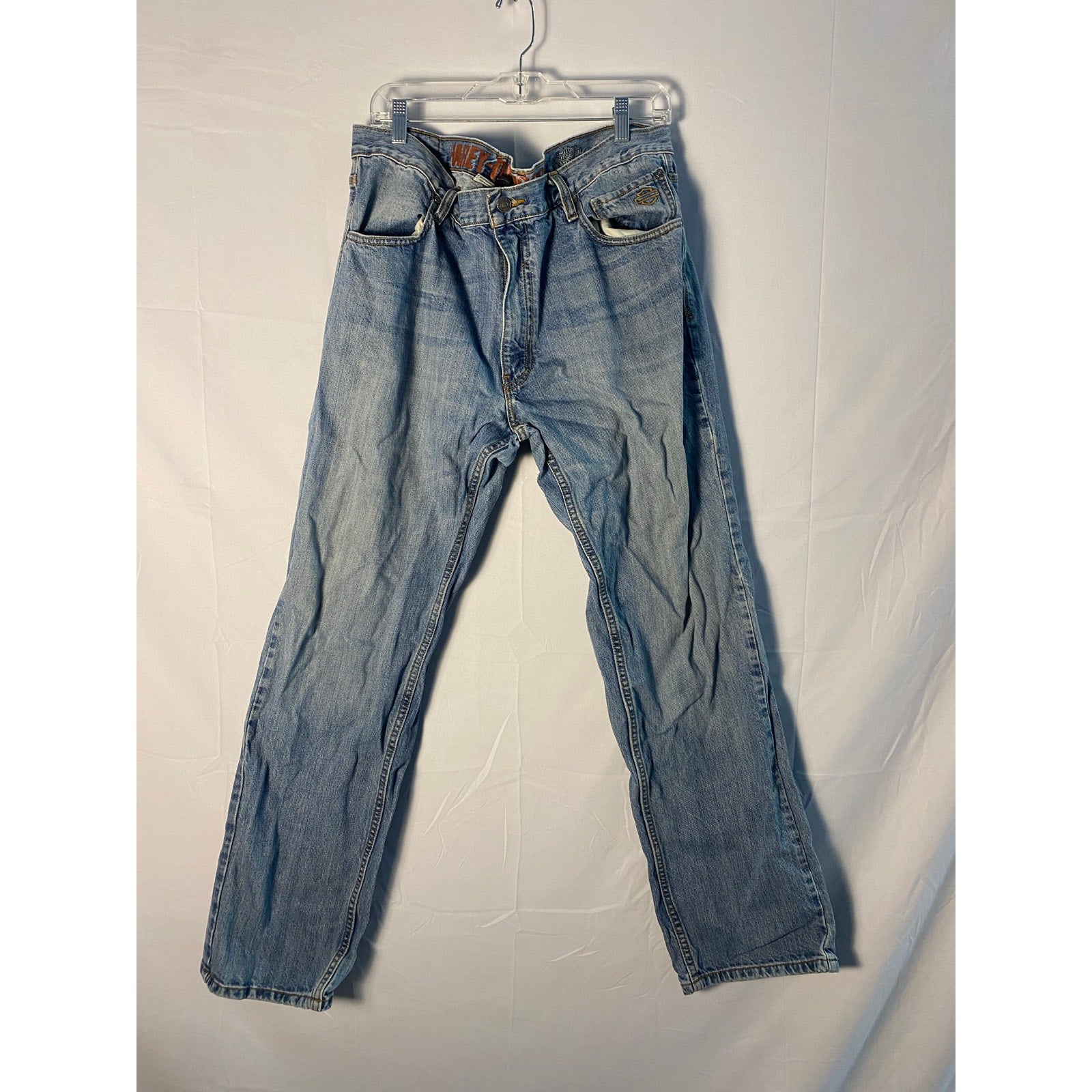 Harley Davidson Blue Denim Straight Leg Jeans Medium Wash Men's Size 38x32