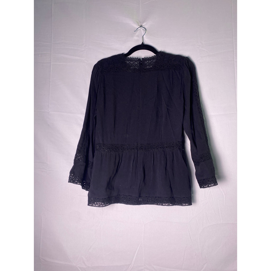Point Sur Black Boho Lace Long Sleeve Top Women's Size 2