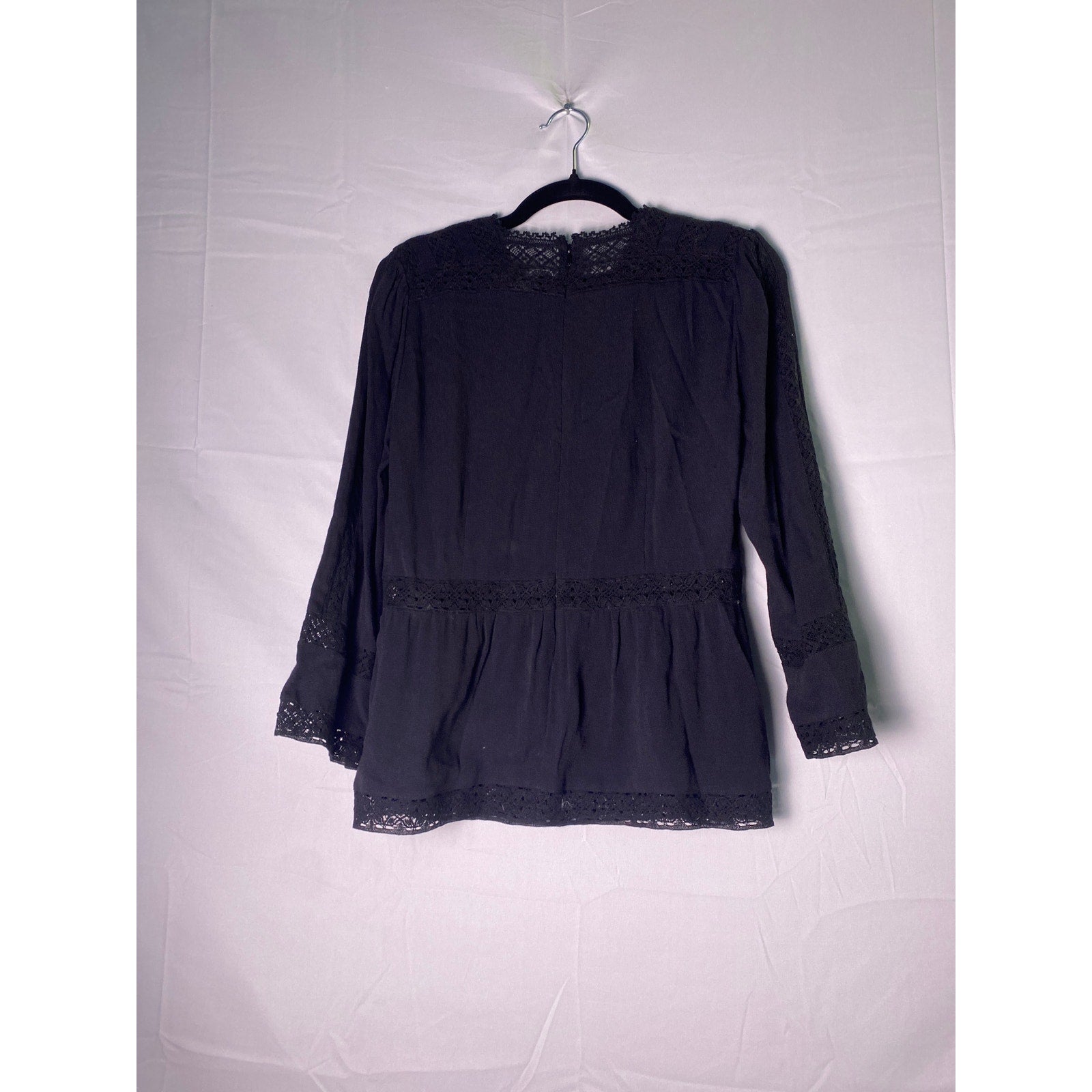 Point Sur Black Boho Lace Long Sleeve Top Women's Size 2