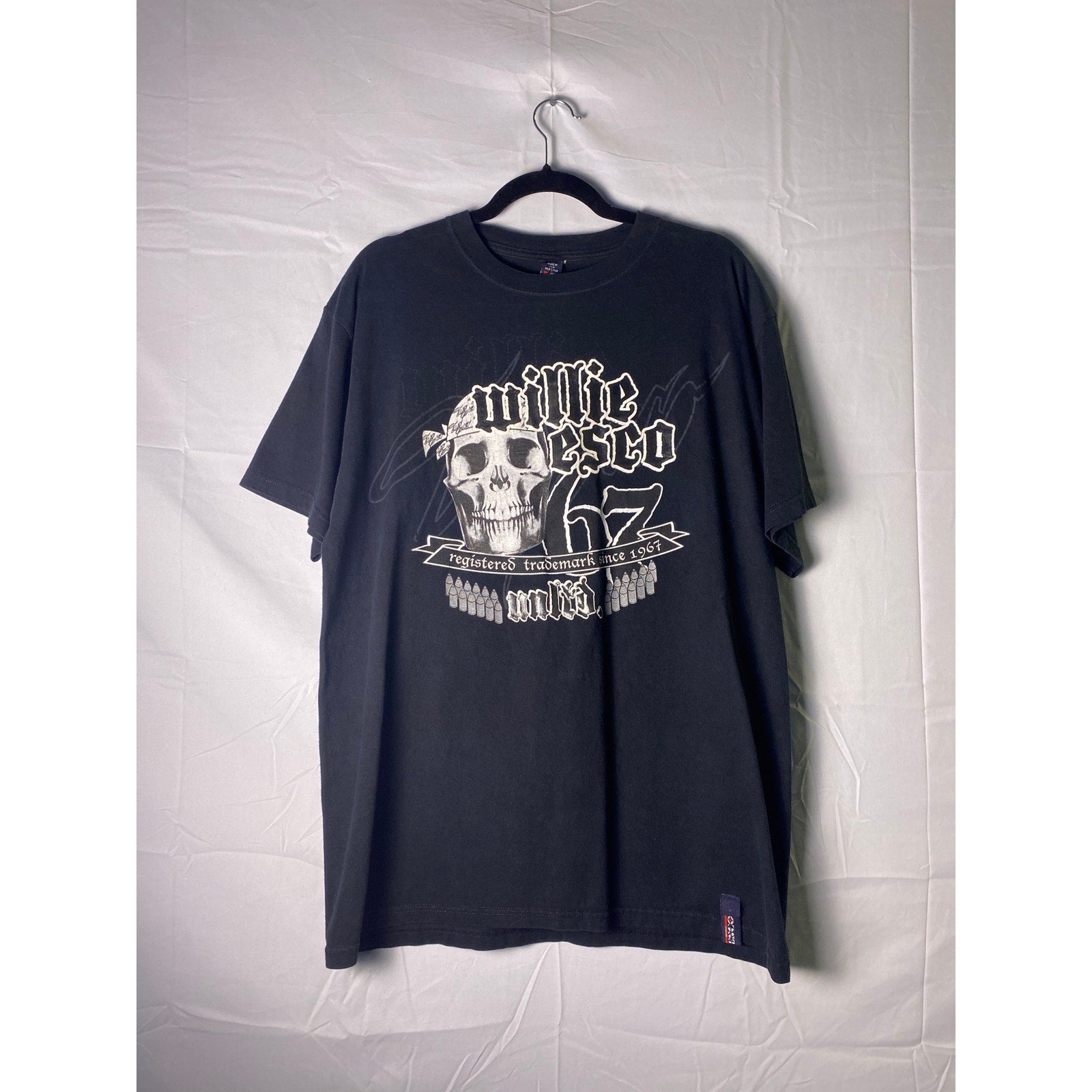 Y2K Vintage Willie Esco Black Skull Rap Hip Hop Streetwear Shirt Mens Size Large