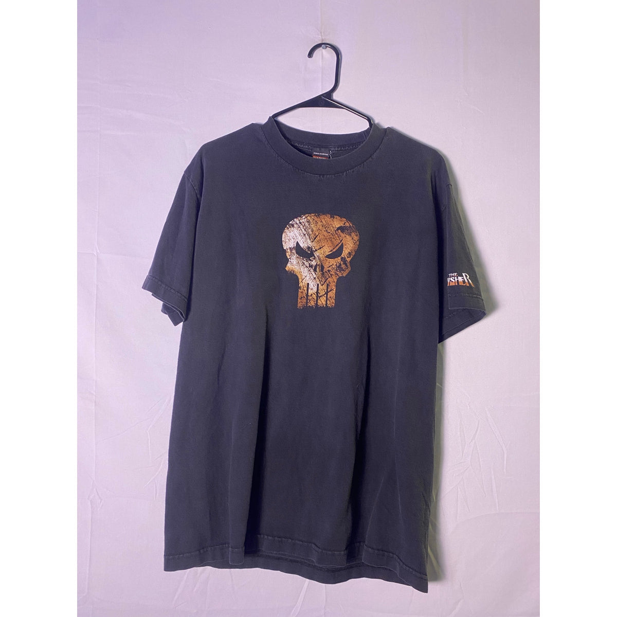 Vintage Y2K Marvel Mad Engine The Punisher Black Graphic Print Shirt Size XL