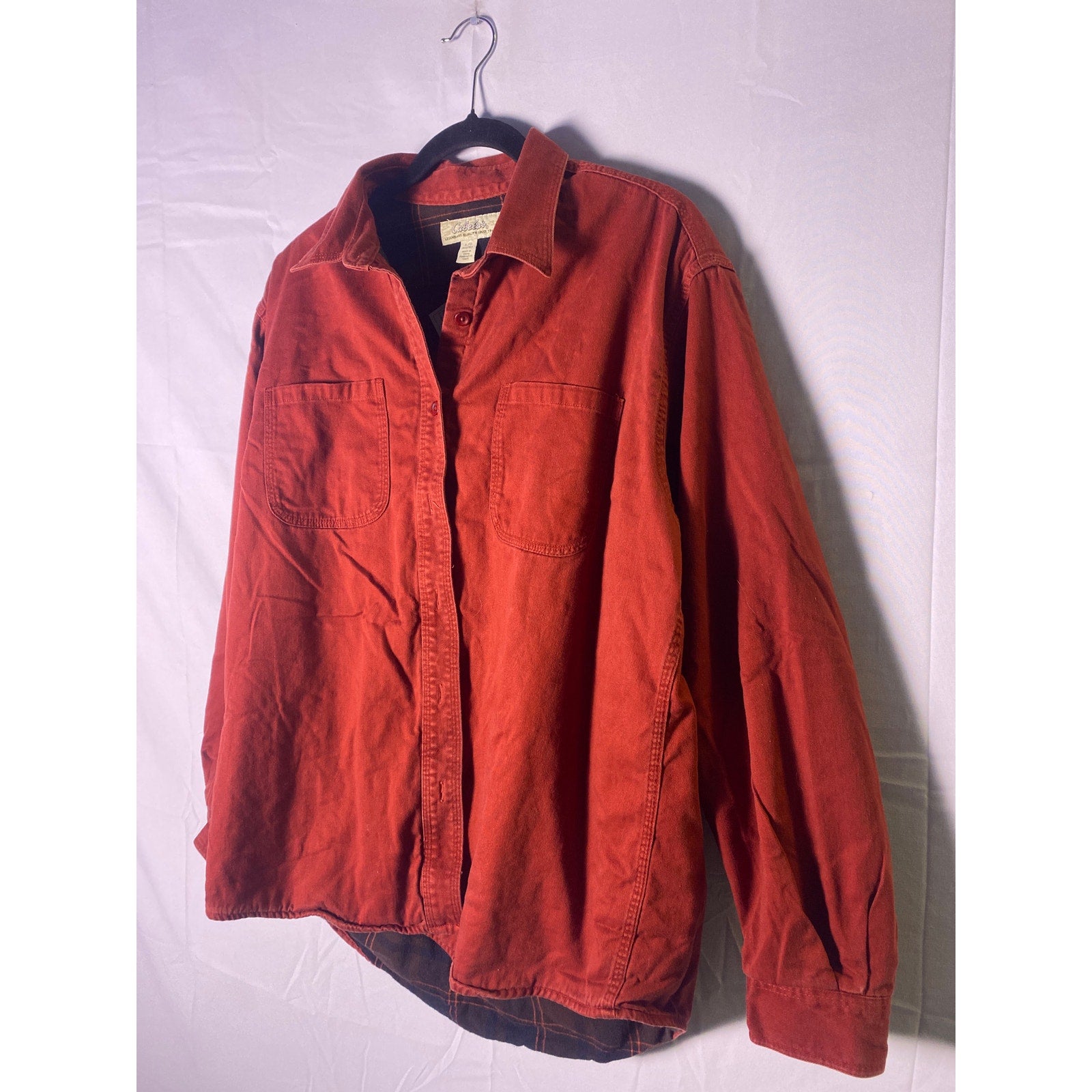 Red Cabelas Button Up Flannel Lined