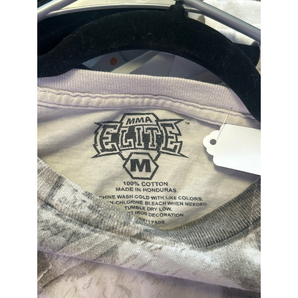 Vintage MMA Elite Black White Grunge Emo Y2K Cyber Punk T-shirt Mens Size Medium