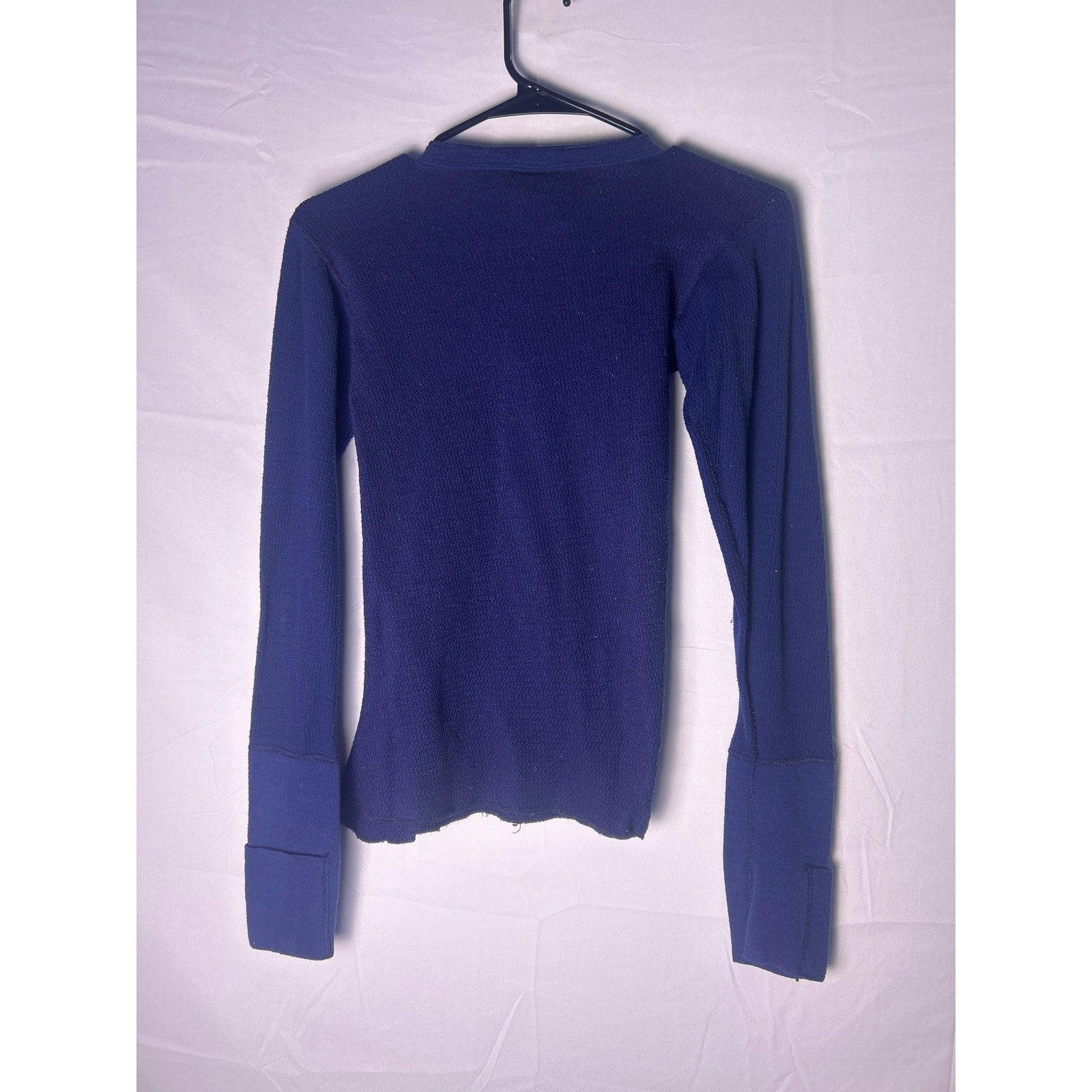 Vintage Nike Quarter Buttons Long Sleeve Thermal Shirt Navy Blue Mens Size Small