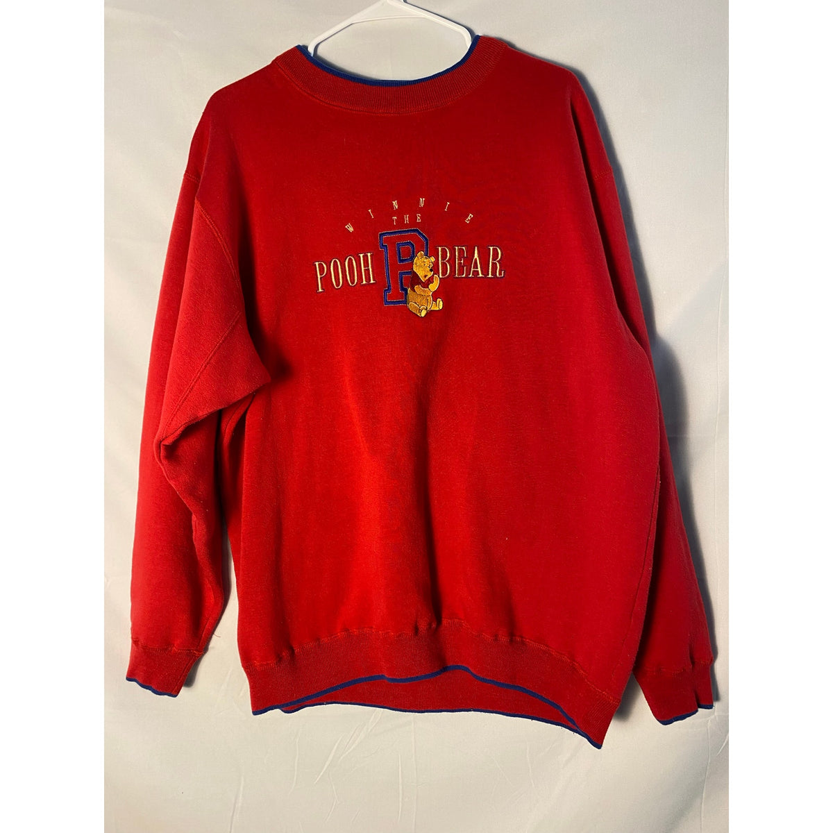 Vintage Pooh Bear Embroidered Red Crewneck Sweater