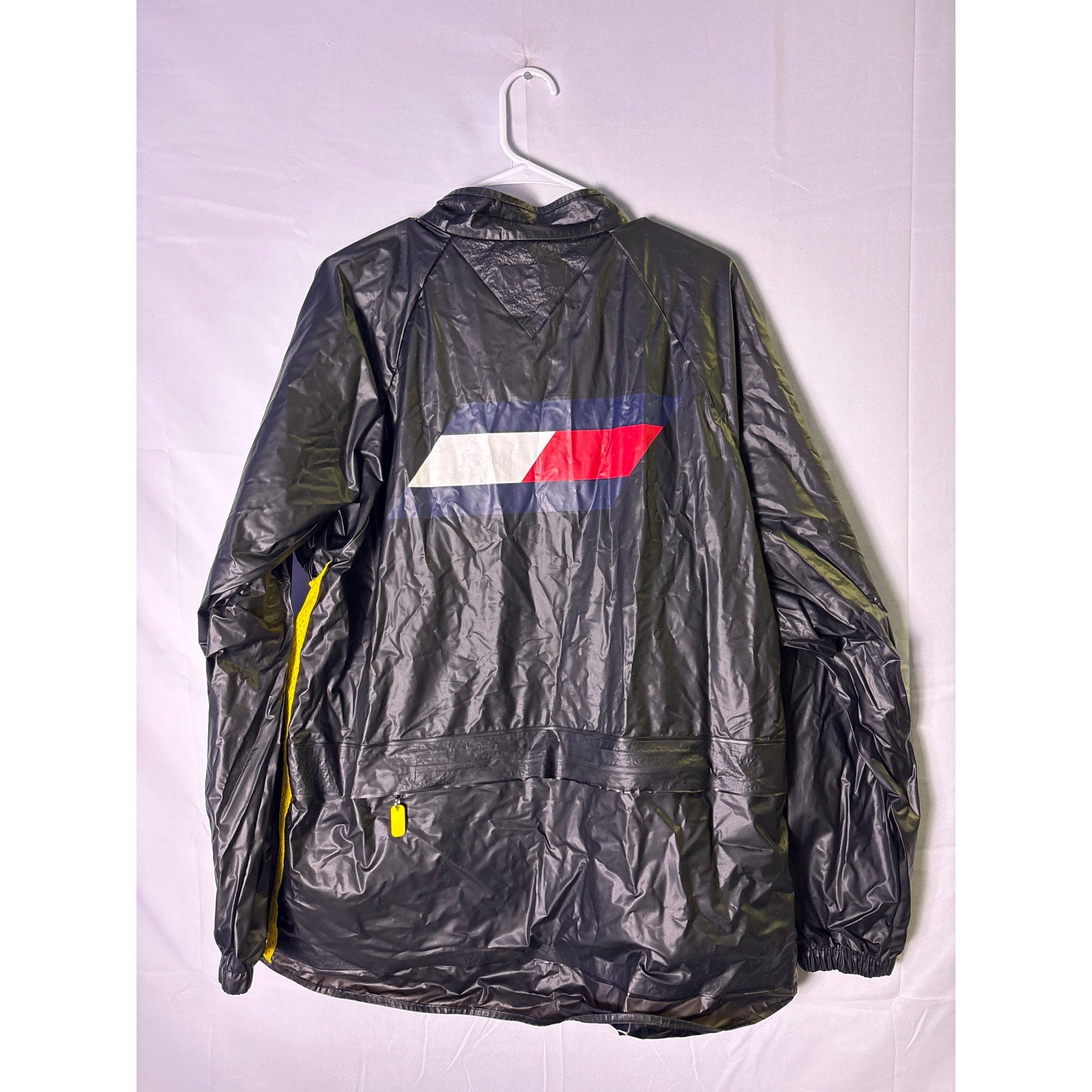 Vintage Tommy Hilfiger Athletics Black Waterproof Rain Jacket Men's Size XL