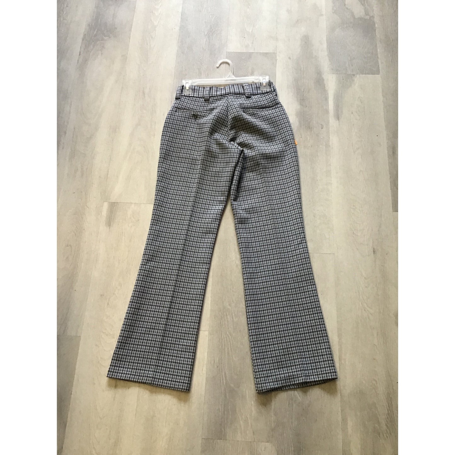 Vintage 70s-80s Blue White Plaid Flare Pants Women's Best Fits to Medium Size