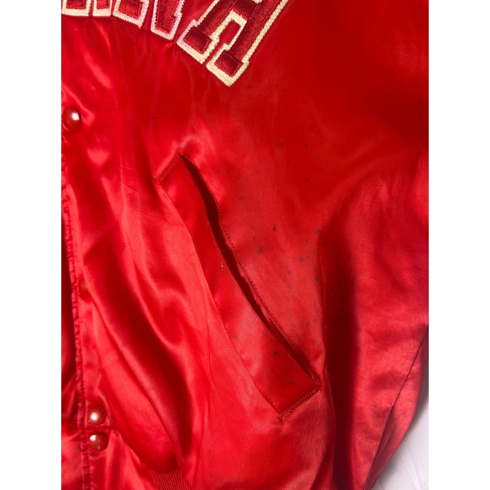 Vintage Holloway IU Indiana Hoosier Satin Bomber/Varsity Red Button Jacket Large