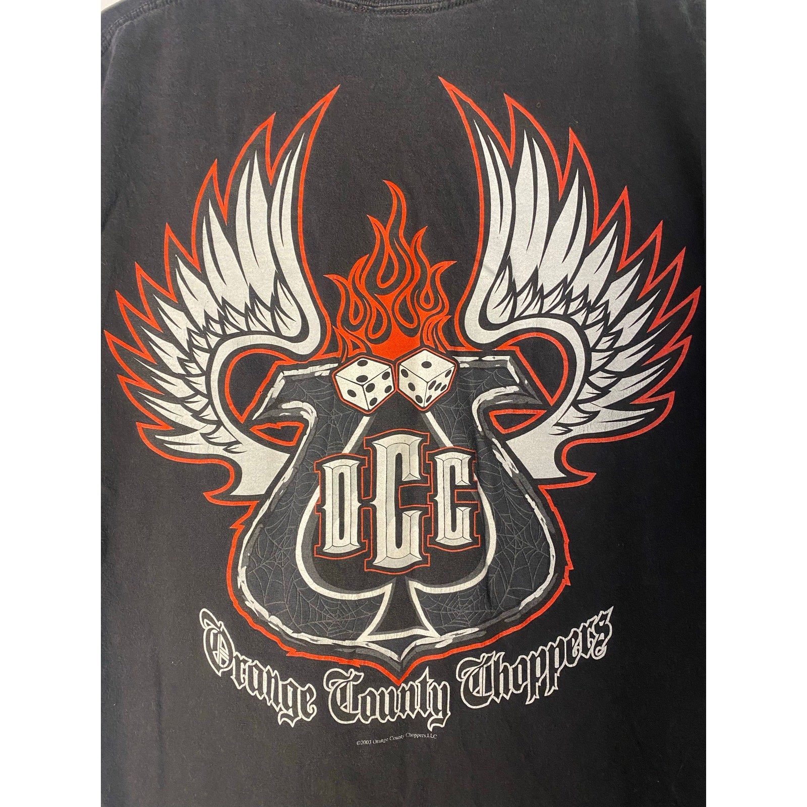 Vintage Orange County Choppers Black T-Shirt Flame Biker Skater Mens Size XL&nbsp;