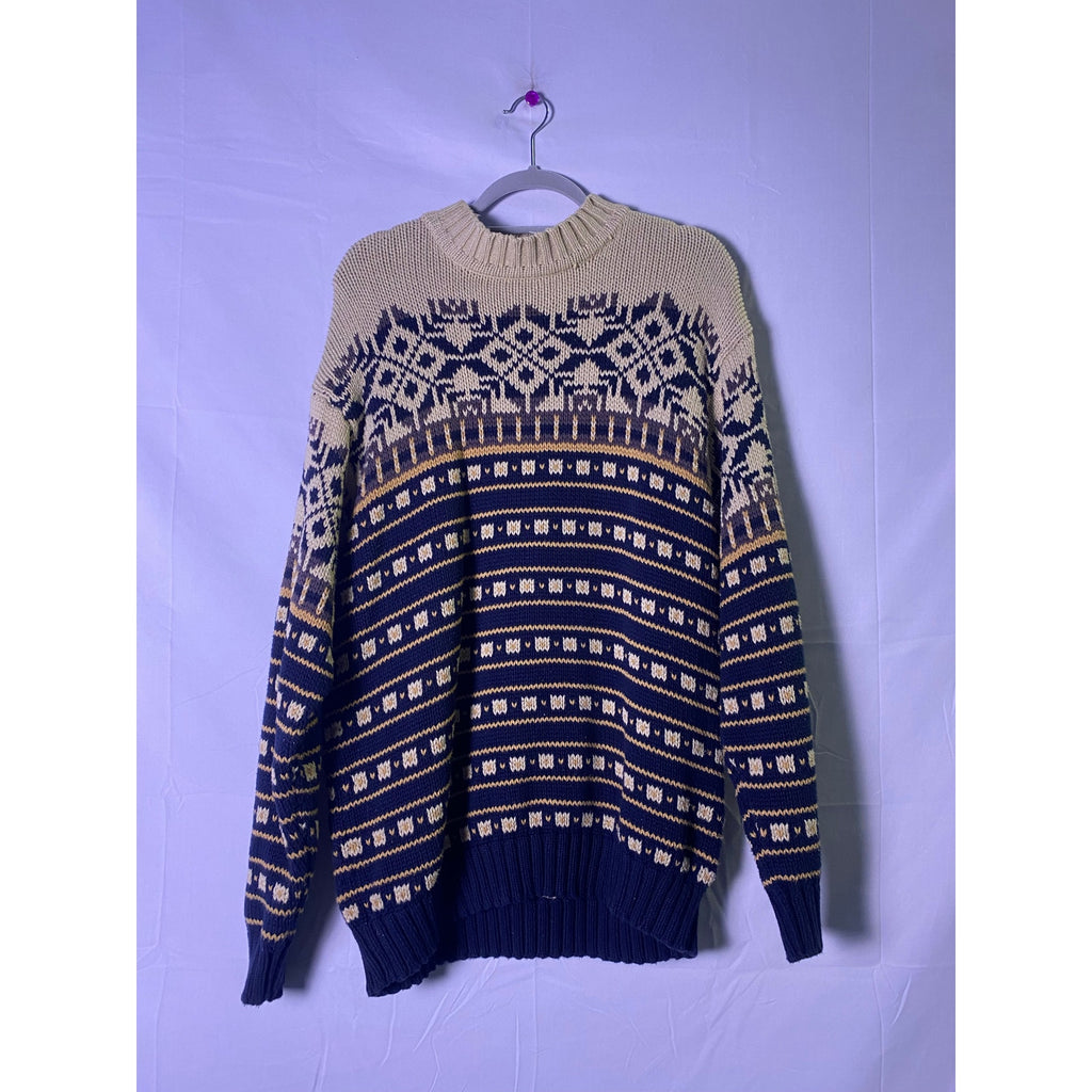Vintage 90s Eddie Bauer Nordic Knit Chunky Cotton Baggy Sweater Men's Large