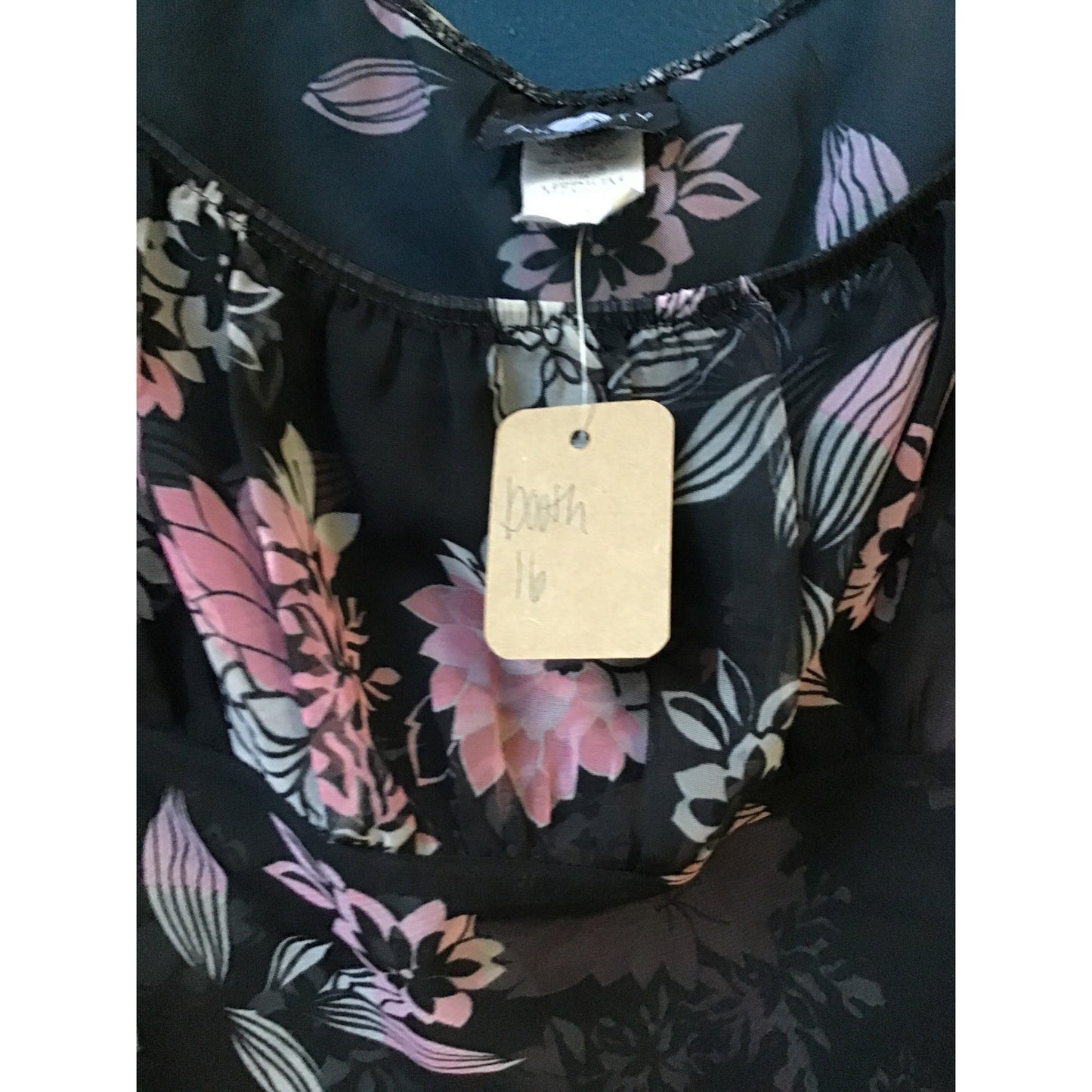 Anxiety See Through Floral Shirt Long Sleeve Back Tie Waist Women's Size Medium