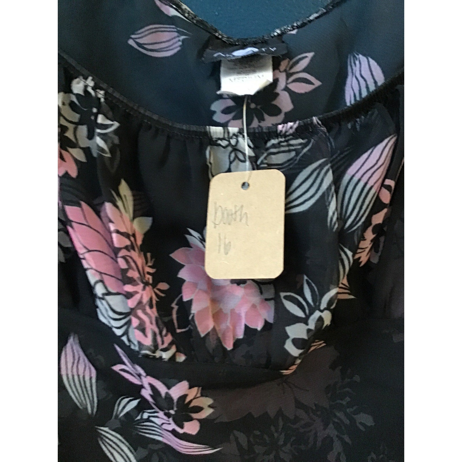 Anxiety See Through Floral Shirt Long Sleeve Back Tie Waist Women's Size Medium