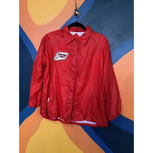 Vintage Windy Weather 1981 Daytona Races Red Button Up Puffer Jacket Women Large