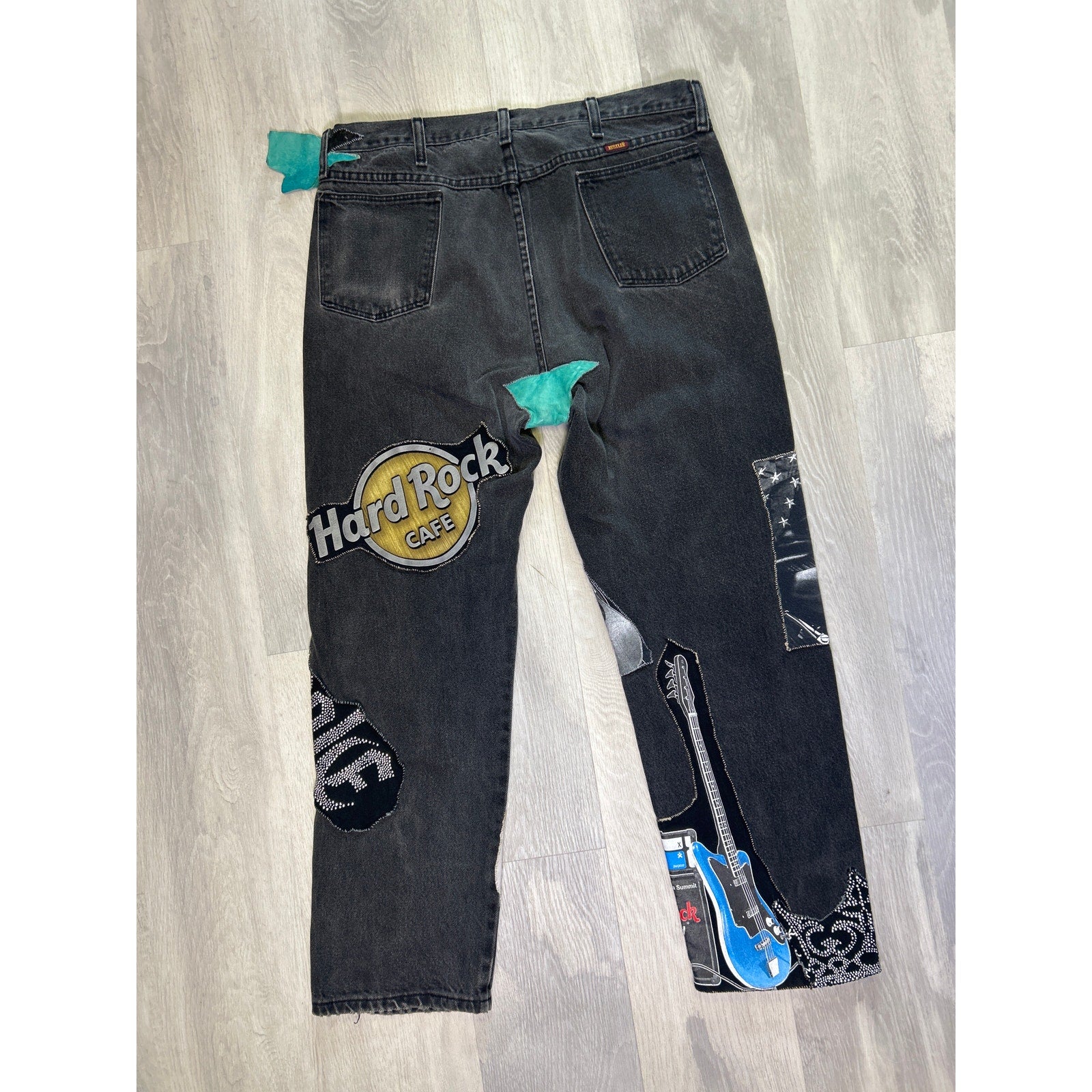 Vintage Custom Patchwork Rock&Roll Hard Rock Cafe Southpole Studded Black Jeans