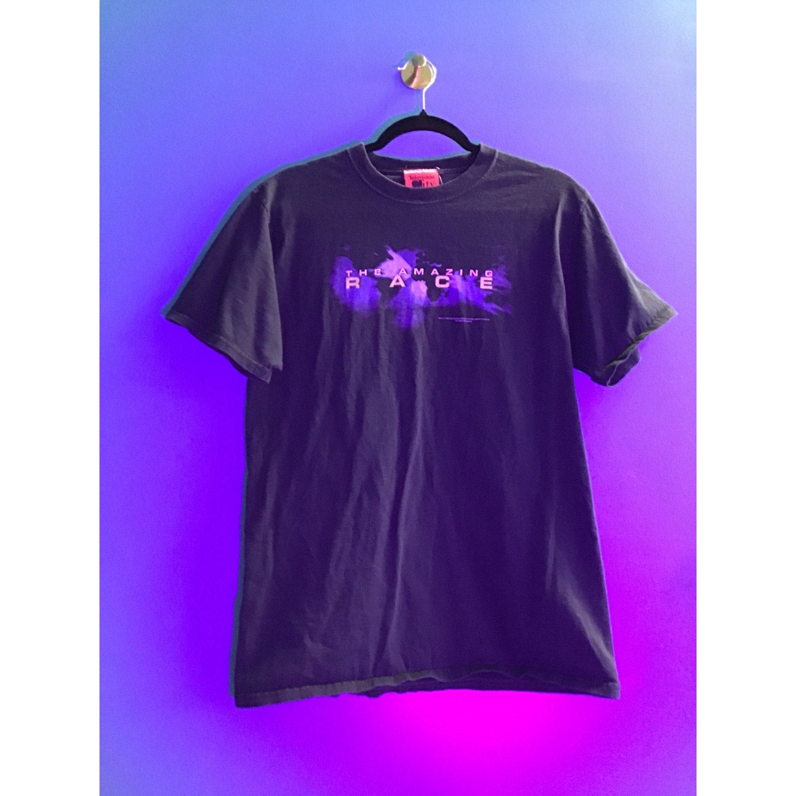 Y2K Television The Amazing RACE Print Promo Shirt Black Adult Size Medium