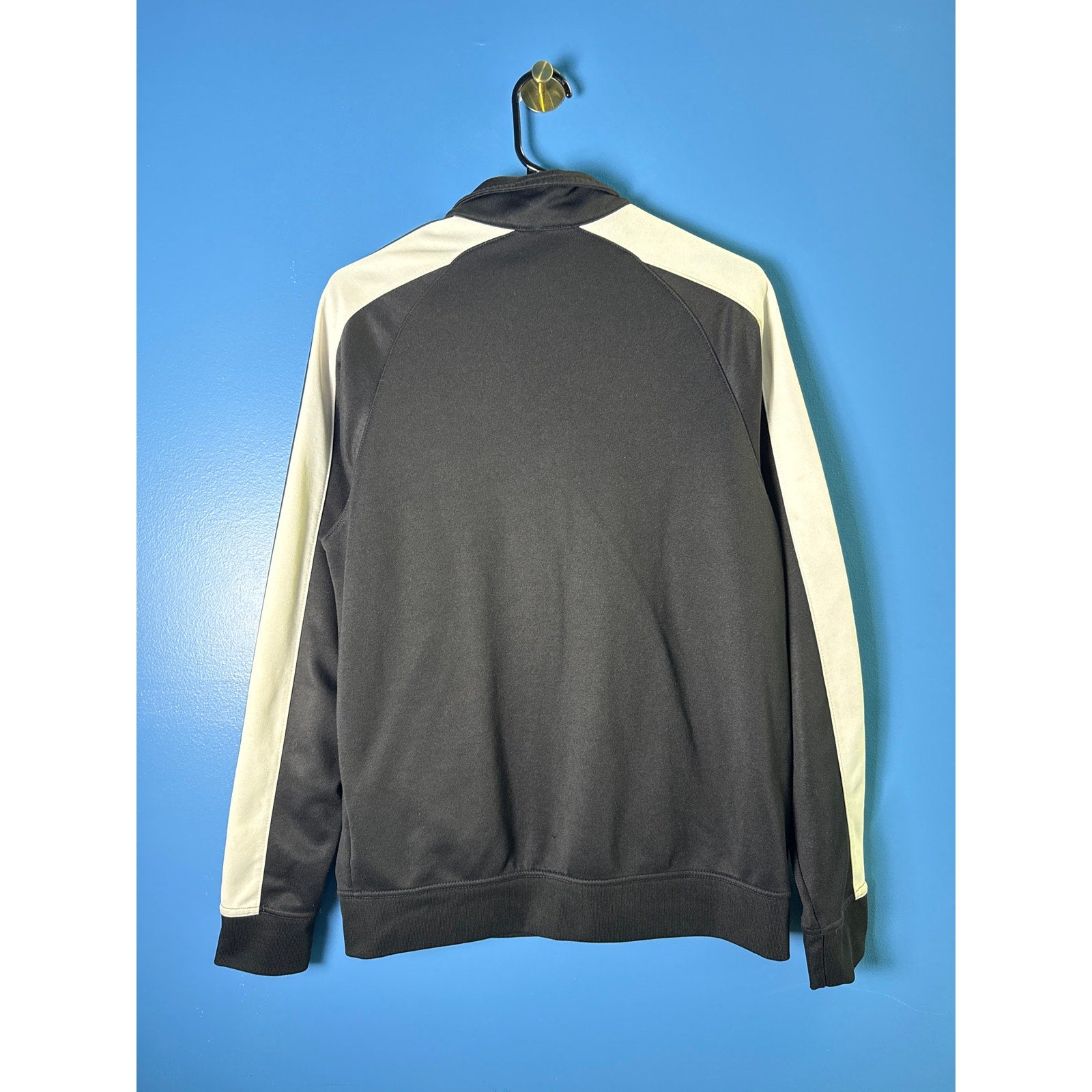 Y2K Nike Full Zip Track Jacket Black White Striped Sleeves Men's Size Medium