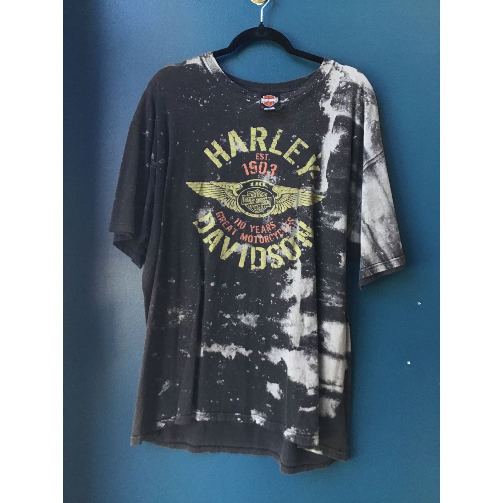 Harley Davidson Black Acid Wash 110 Years Shirt Milwaukee, WI USA Size XL