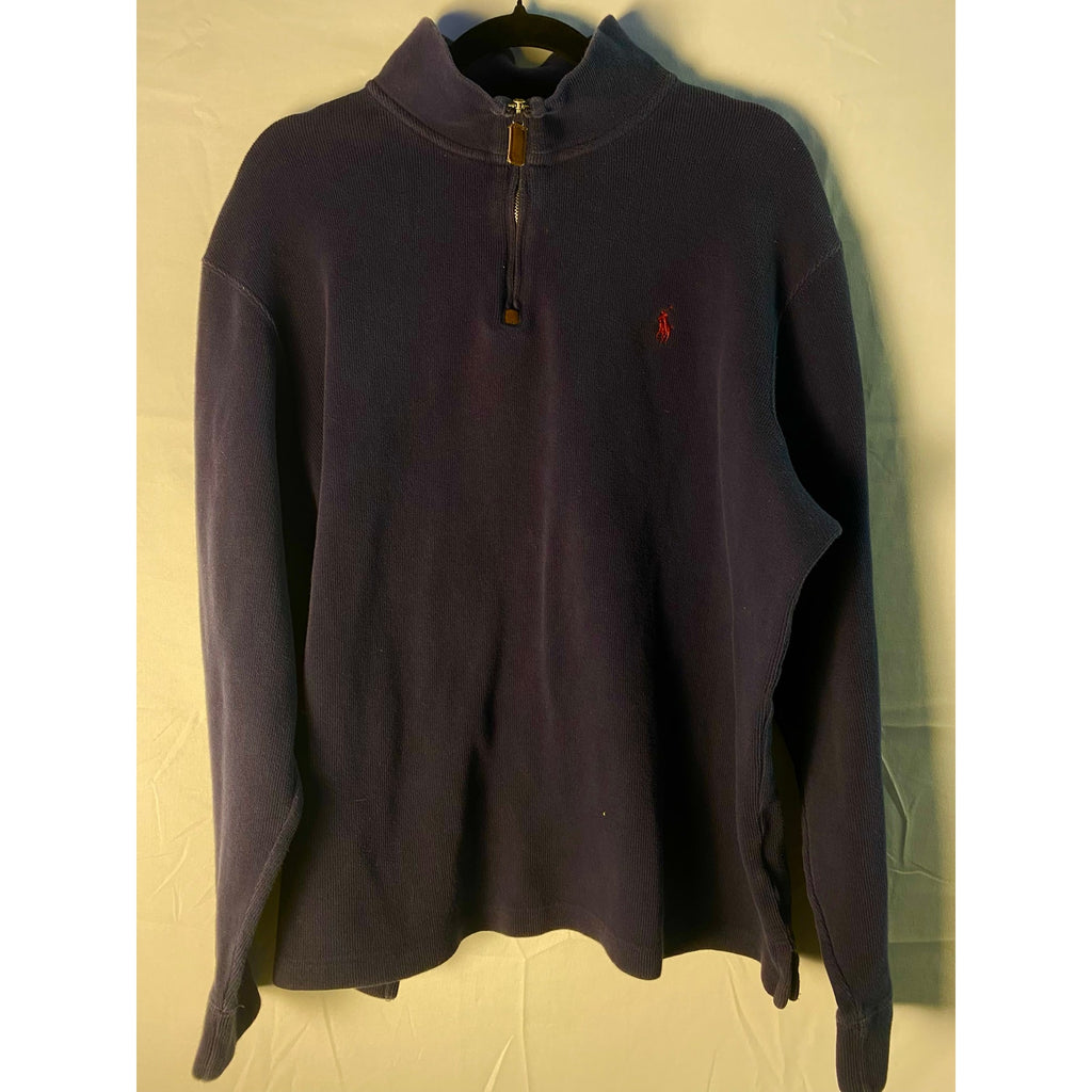 Vintage Polo by Ralph Lauren Dark Blue Polo Sweater Quarter Zip Pullover Size XL