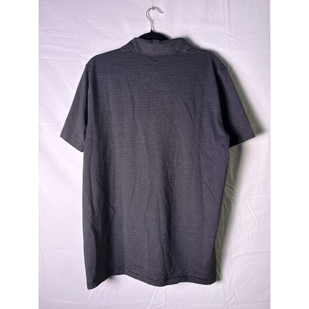 Express Black Micro Striped Polo Shirt Short Sleeve Quarter Buttons Men's Large