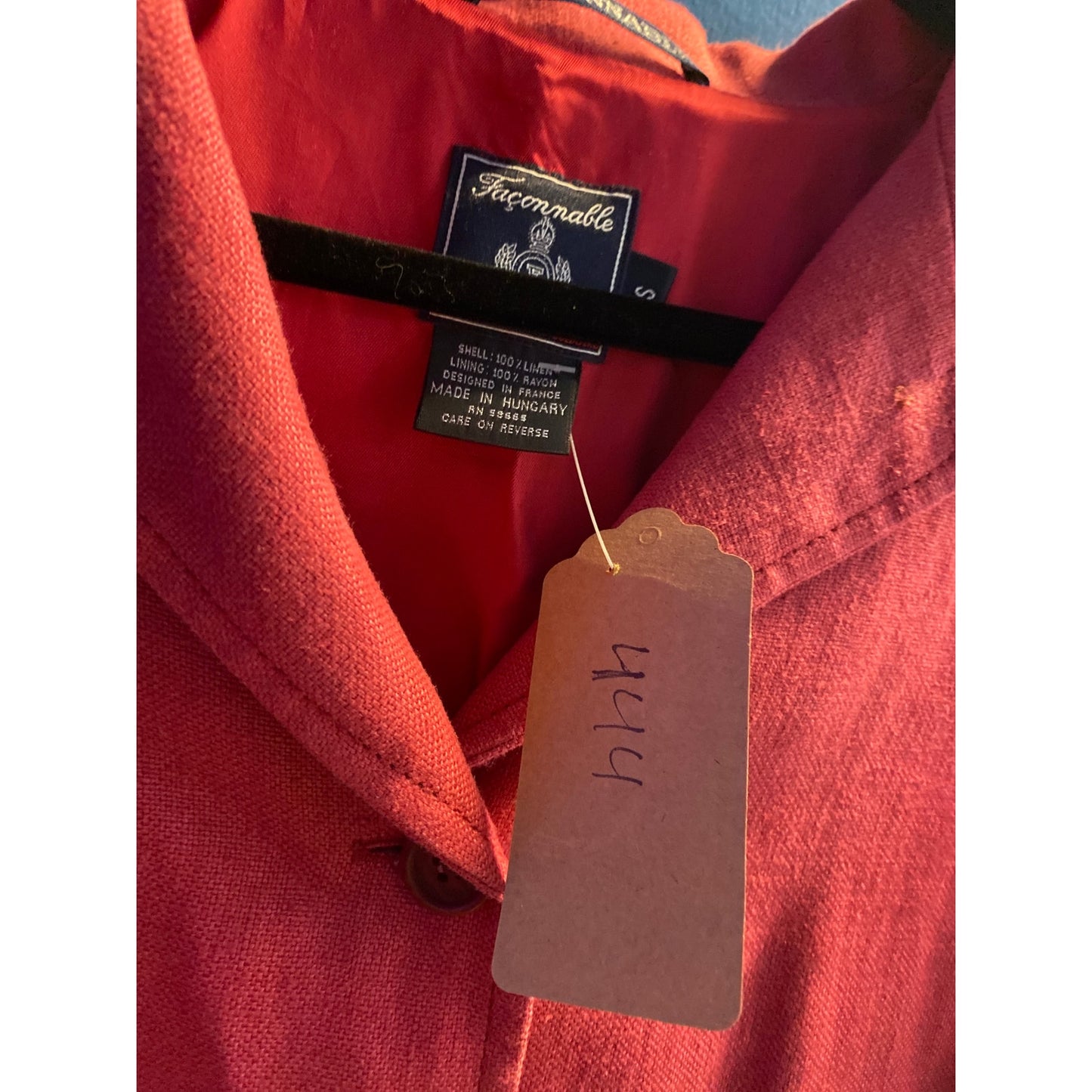 Faconnable Coral Pink 100% Linen  Button Up Blazer/Jacket Women's Size Small