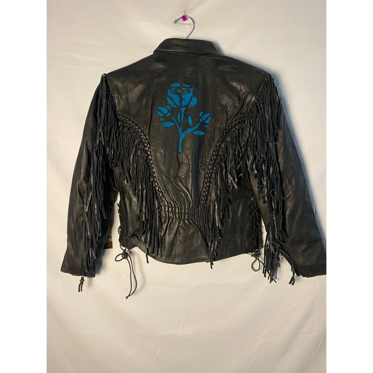 Bikers Image Genuine Black Leather Jacket w/Tassles NWT