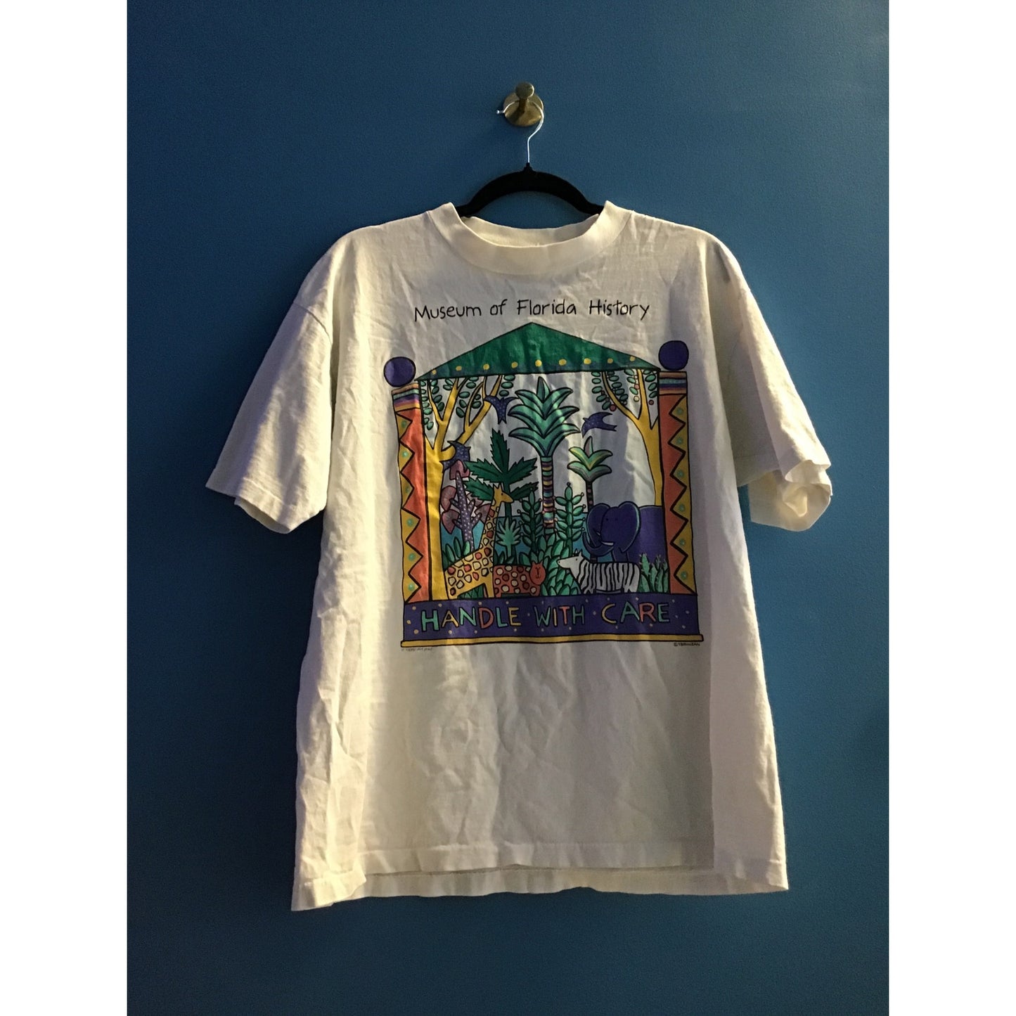 Fabric Art Museum of Florida History Handle with Care Printed Shirt Men's Large
