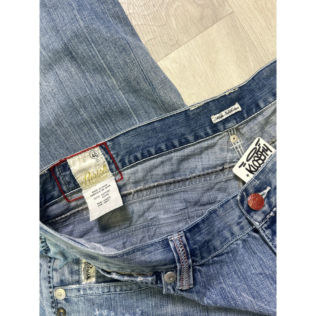 Parish Light Blue Denim Straight Leg Medium Wash 5-Pockets Jeans Mens Size 40/34