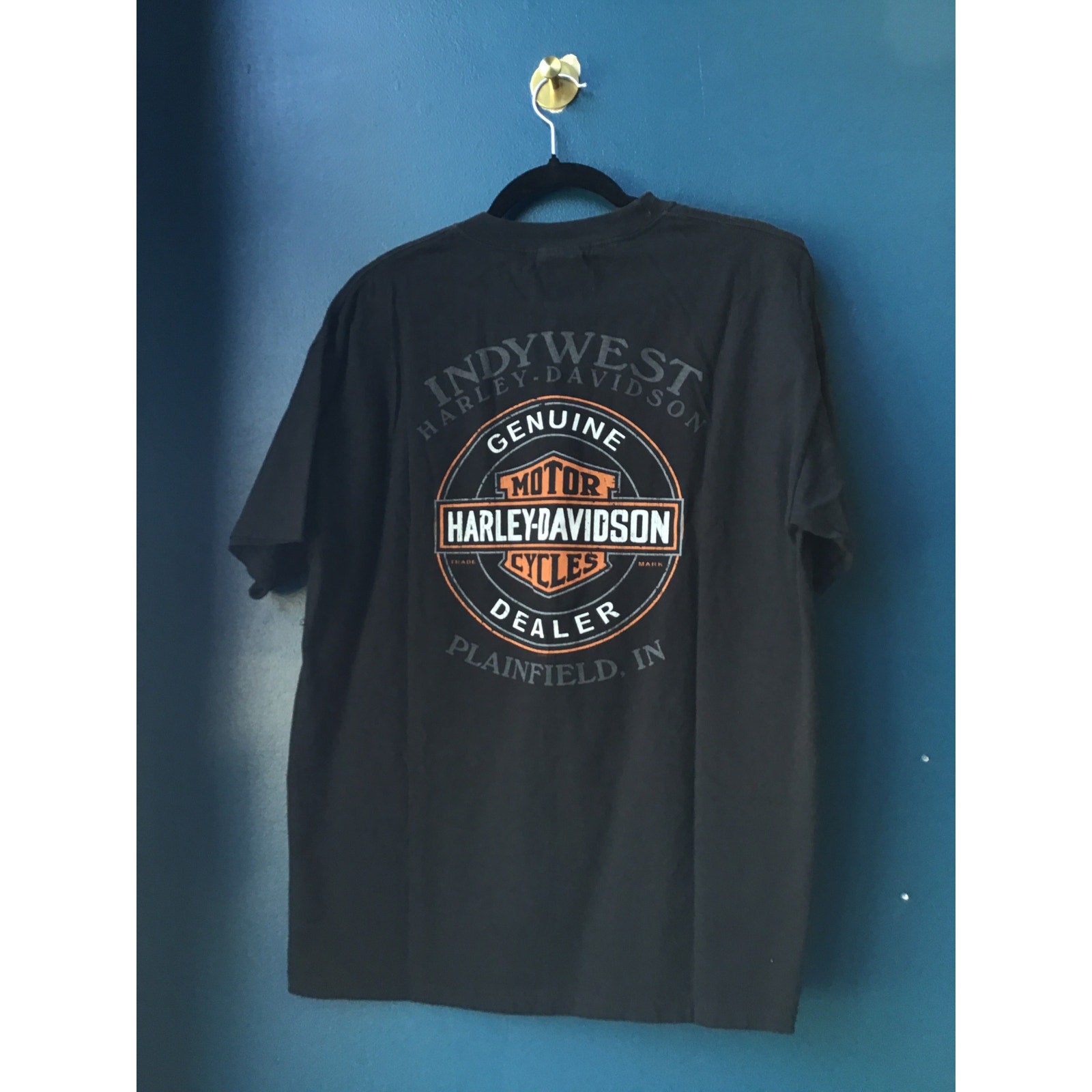 Harley Davidson Indywest Plainfield, IN Black Crewneck Shirt Men's Size Large