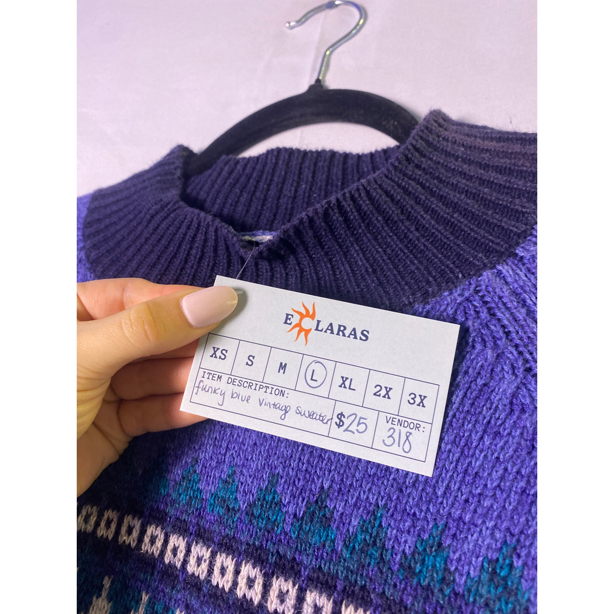 Funky Blue Patterned Sweater