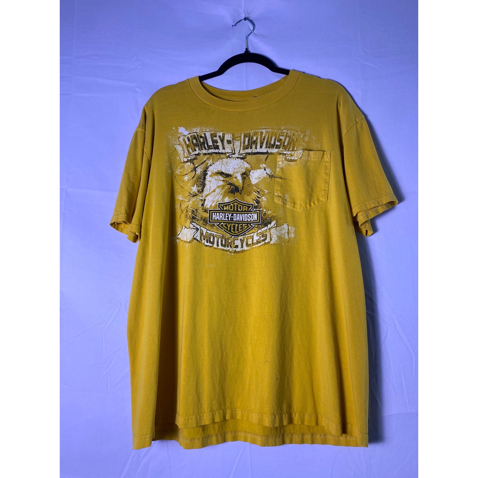 Y2K Harley Davidson Ocean City, Maryland Picnic Yellow T-shirt Men's Size XL