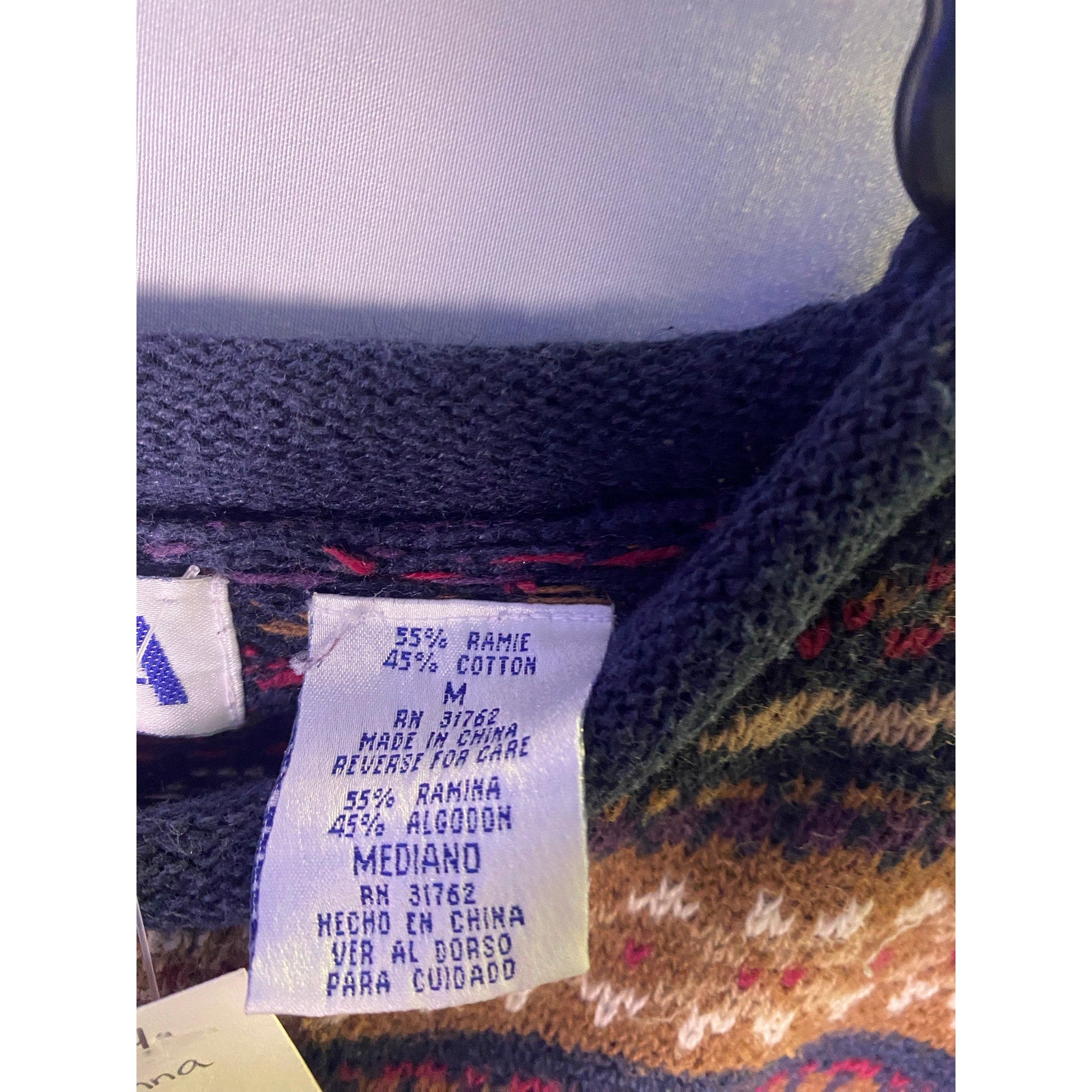 Sienna Multicolor Knit Crewneck Pullover Sweater Men's Size Medium Ramie Cotton